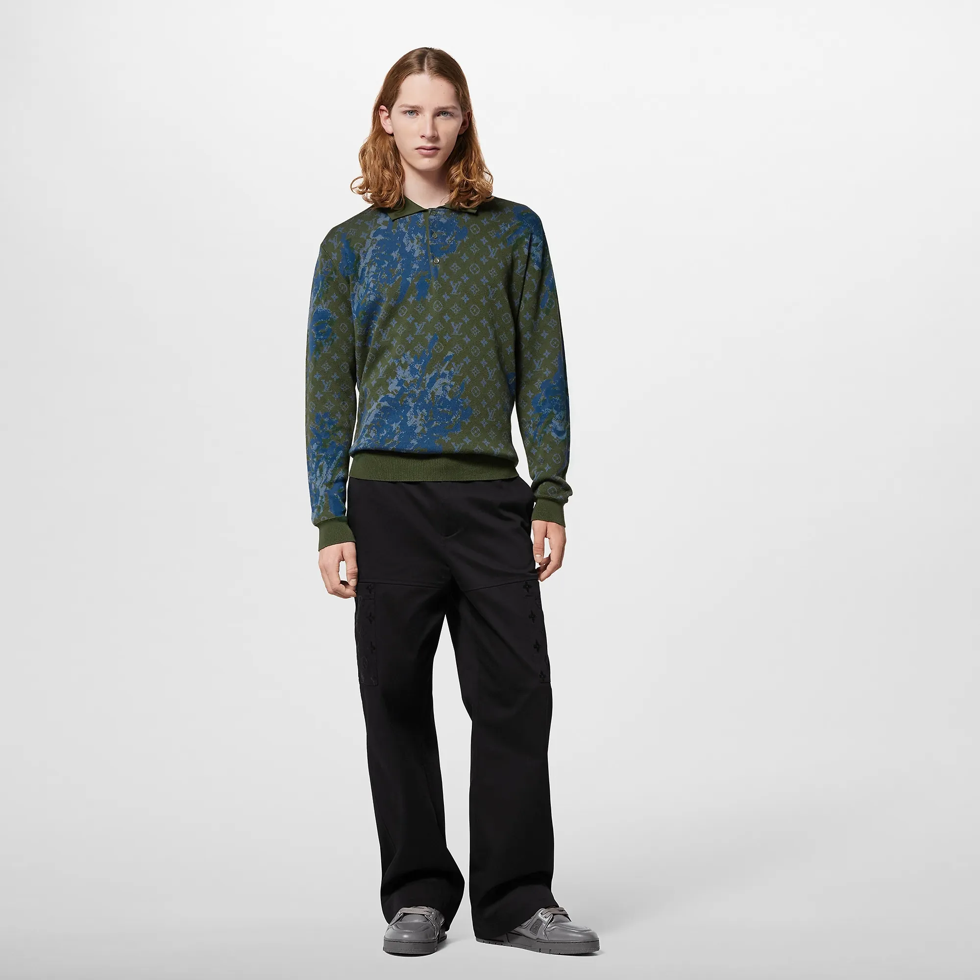 Louis Vuitton Monogram Long-Sleeved Knitted Polo - Men - Ready-to-Wear 1AFALO