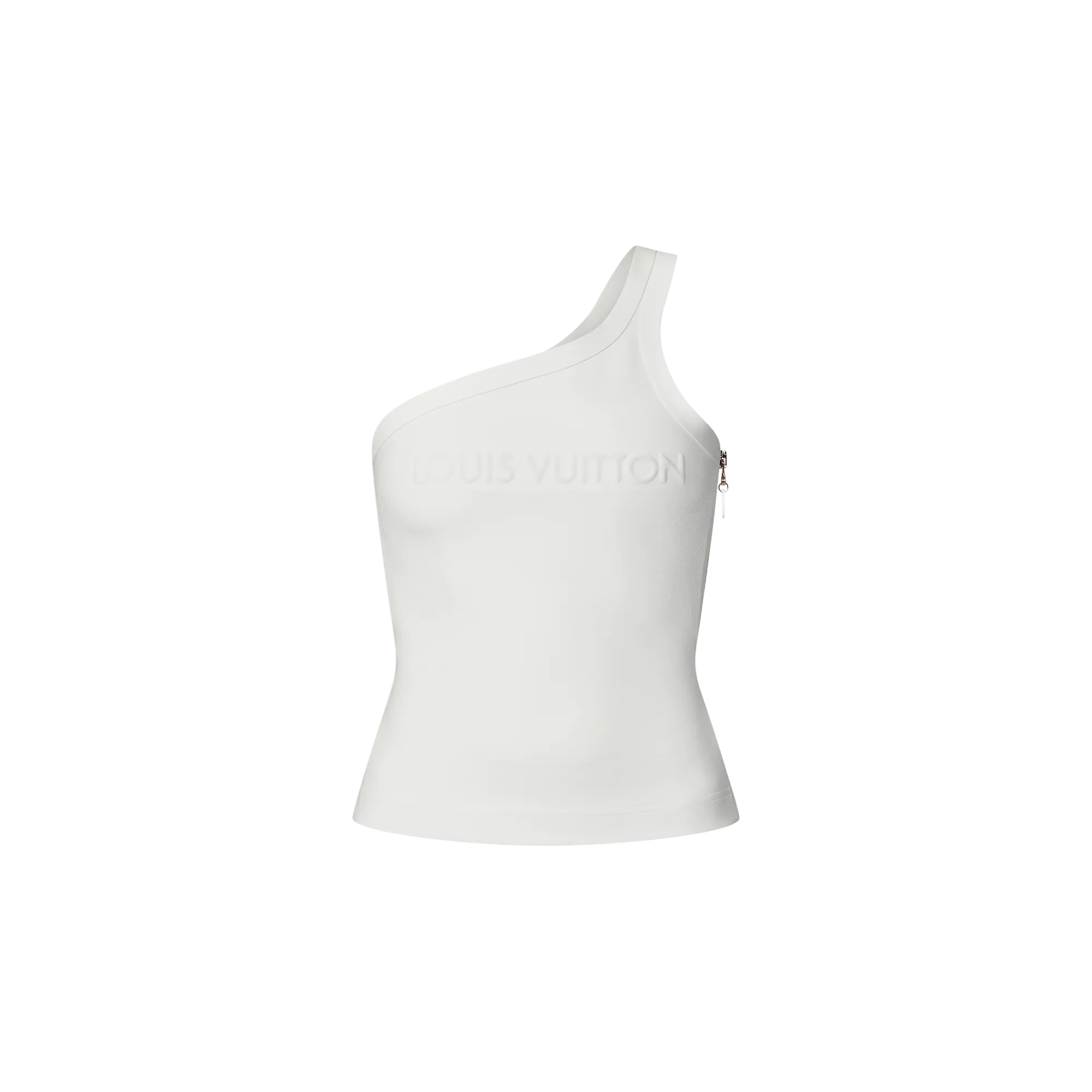 Louis Vuitton Asymmetrical Embossed Signature Top - Women - Ready-to-Wear 1AFCDZ Egg Shell