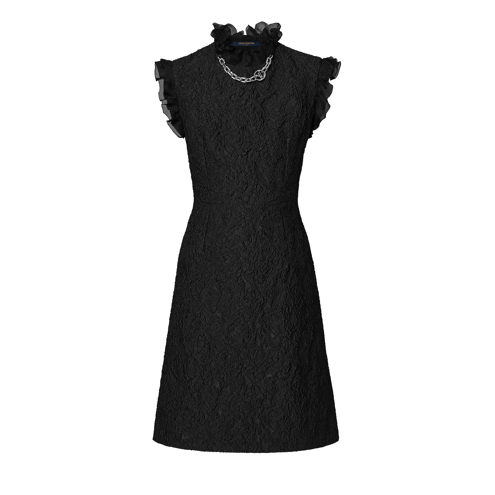 Louis Vuitton Fin Flounce Jacquard Dress - Women - Ready-to-Wear 1AFCHZ Black