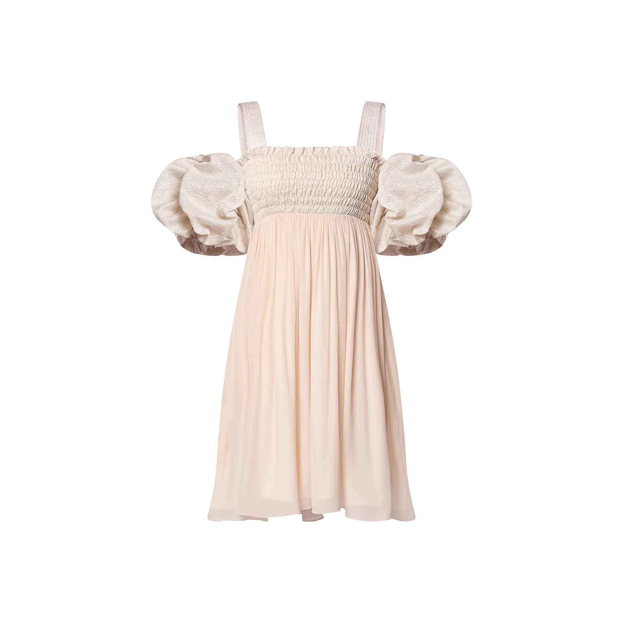 Louis Vuitton Puff Sleeve Smocked Bodice Dress  - Women - Ready-to-Wear 1AFFAV