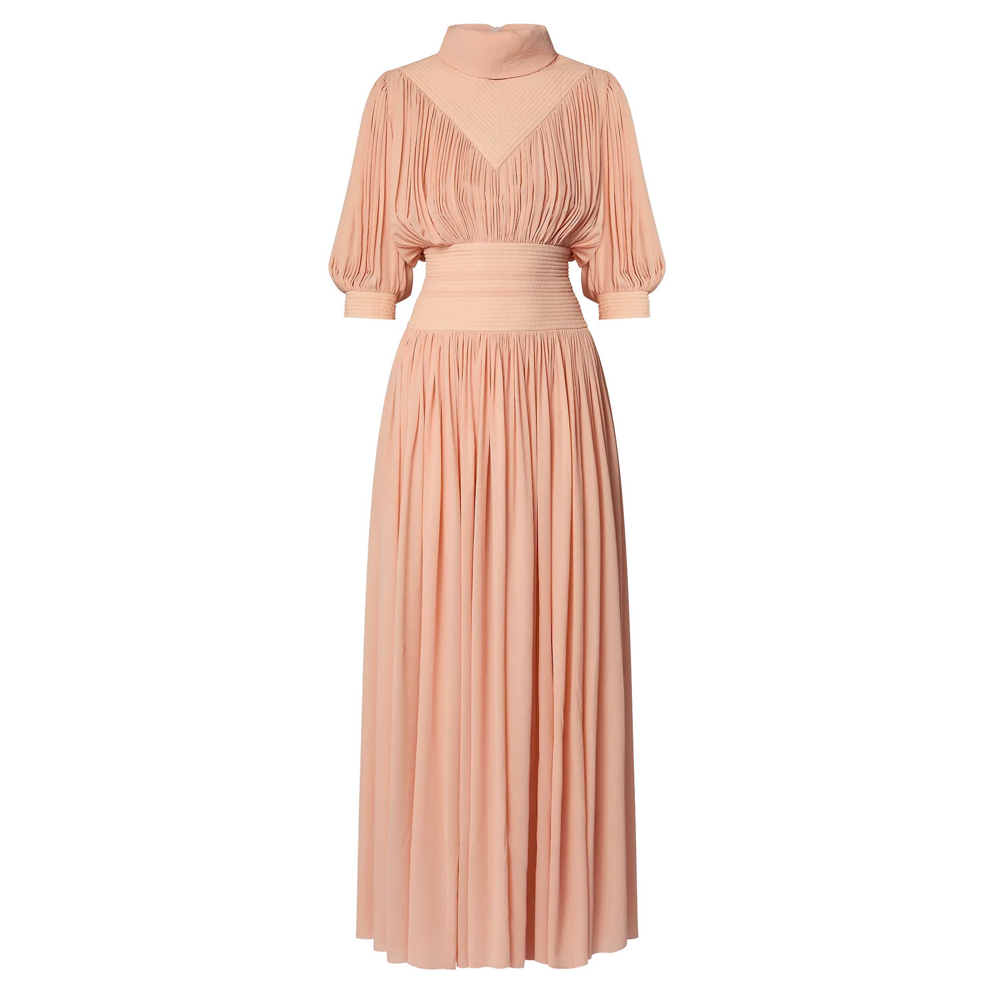 Louis Vuitton Topstitch Detail Gathered Silk Dress - Women - Ready-to-Wear 1AFGC5