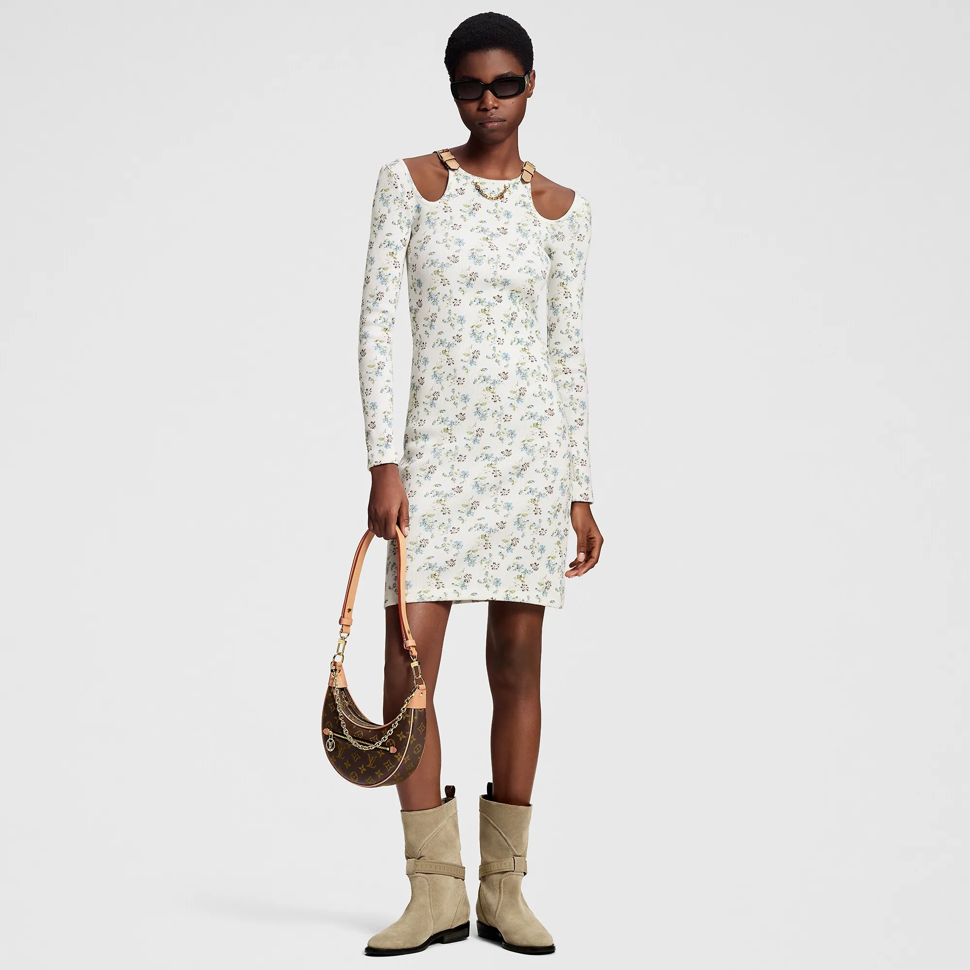 Louis Vuitton Floral Print Eyelet Strap Dress - Women - Ready-to-Wear 1AFGE5