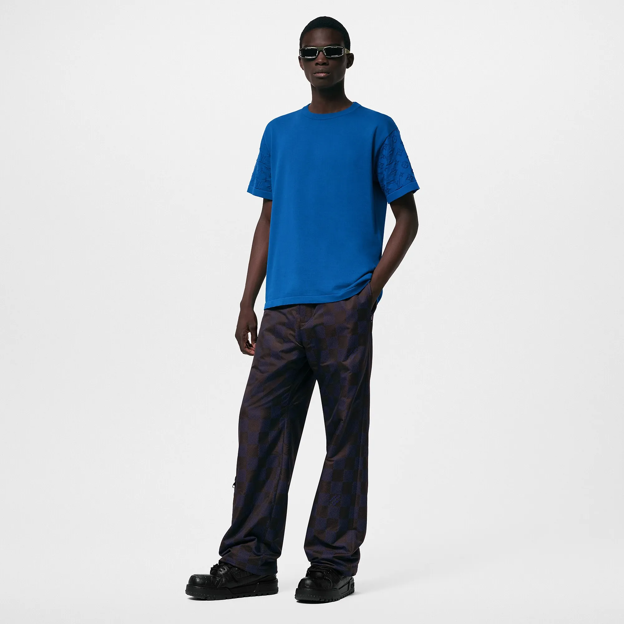 Louis Vuitton Short-Sleeved Signature Crewneck - Men - Ready-to-Wear 1AFIUC Classic Blue