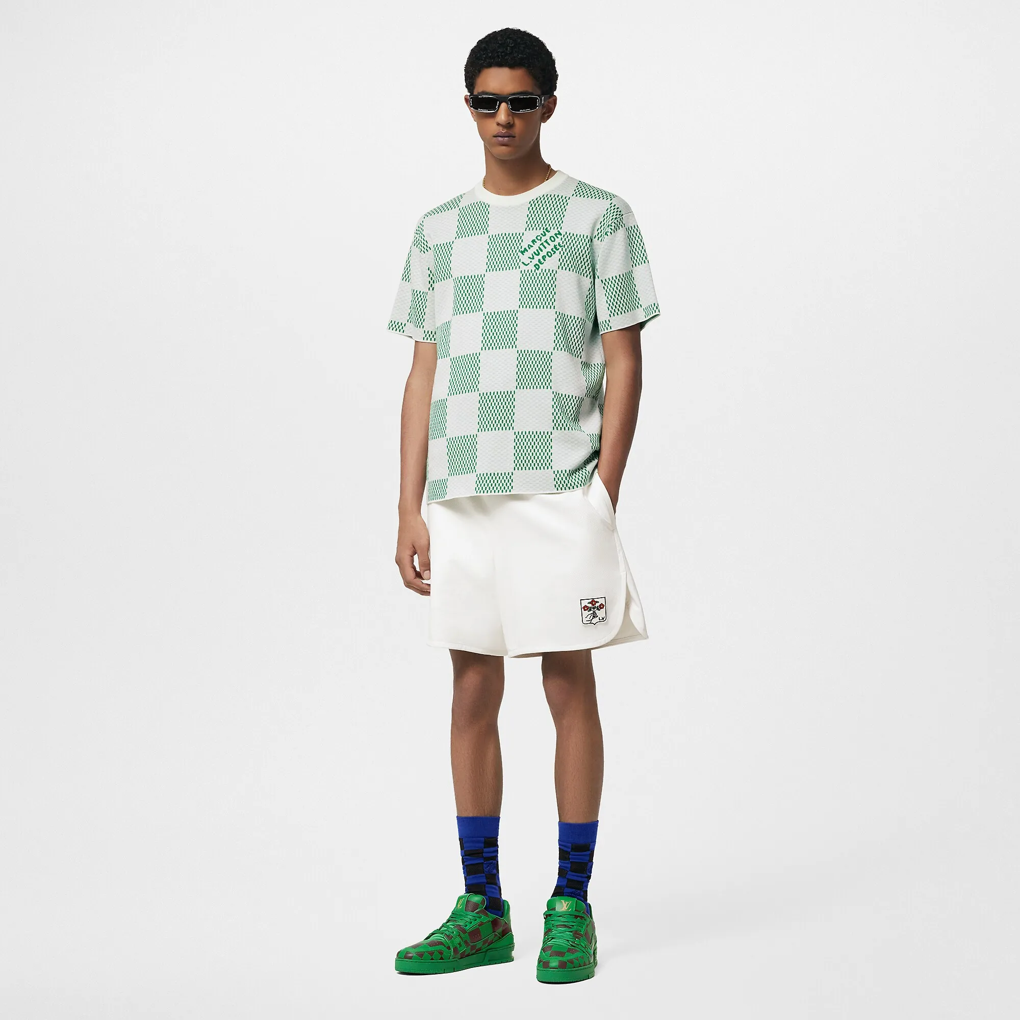 Louis Vuitton Damier Knitted Short-Sleeved Crewneck - Men - Ready-to-Wear 1AFIX4