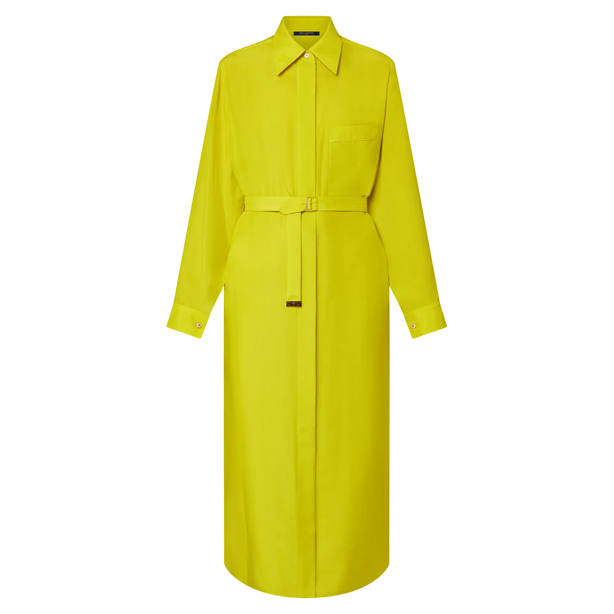 Louis Vuitton Chartreuse Silk Shirt Dress - Women - Ready-to-Wear 1AFLEE