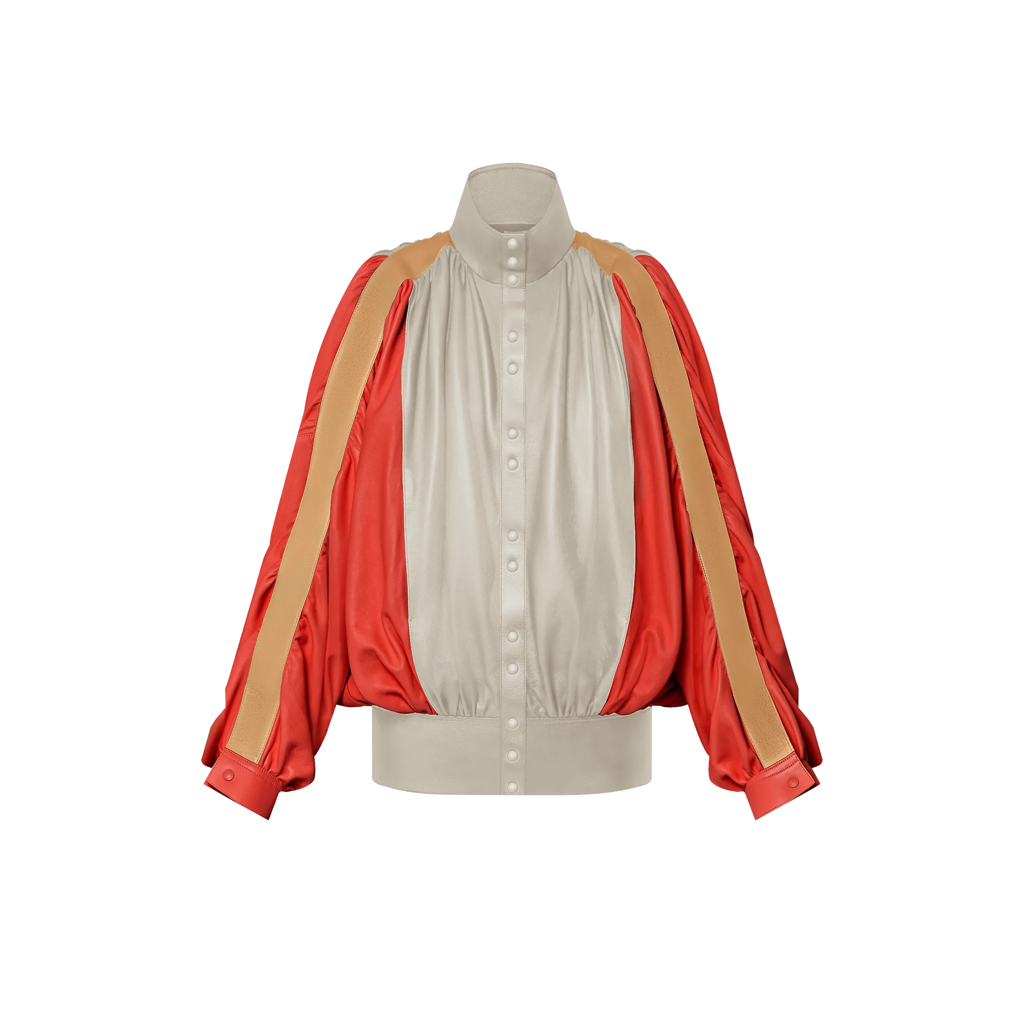 Louis Vuitton Color-Blocked Gathered Leather Jacket - Women - Ready-to-Wear 1AFNPR