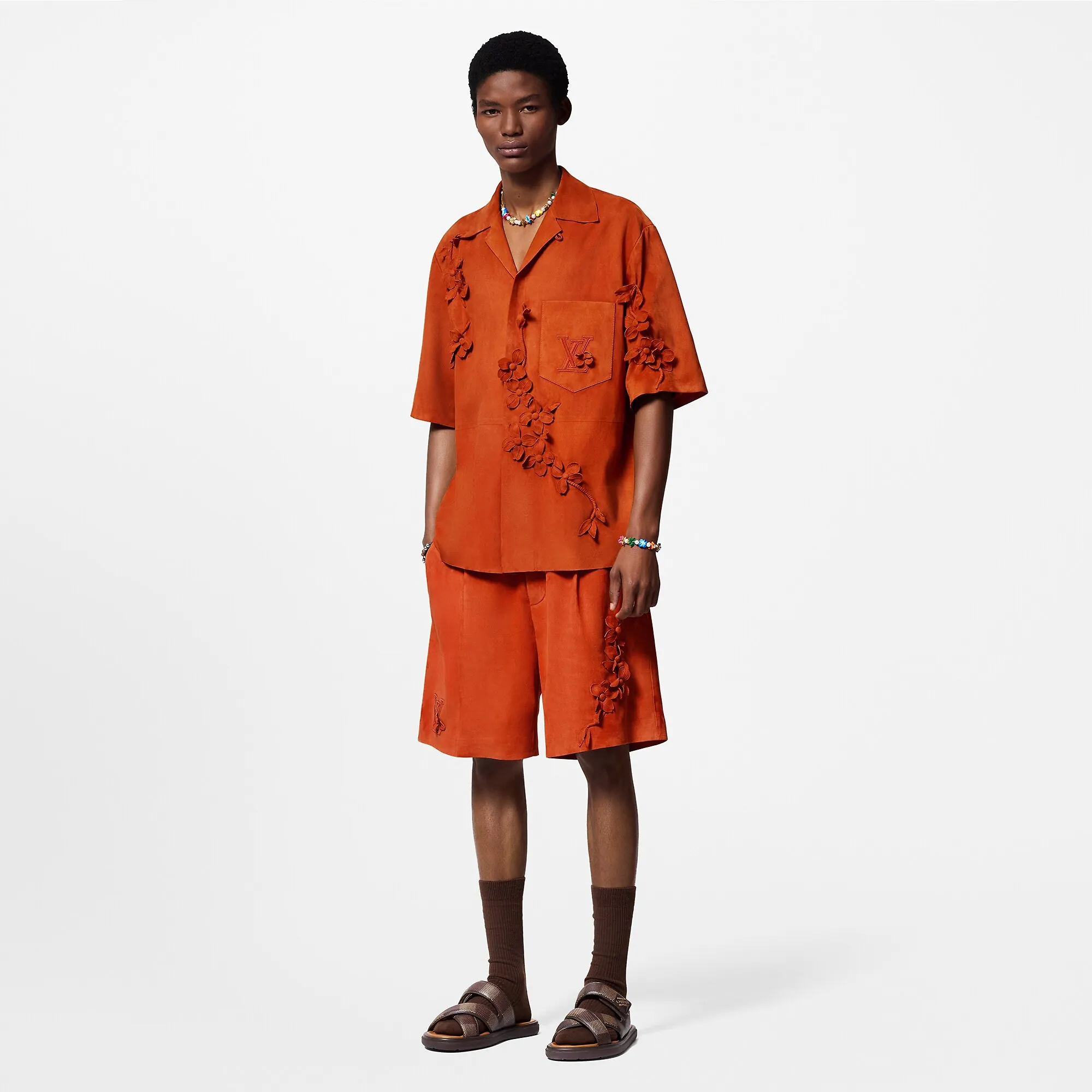 Louis Vuitton Embellished Short-Sleeved Suede Shirt - Men - Ready-to-Wear 1AFQN5