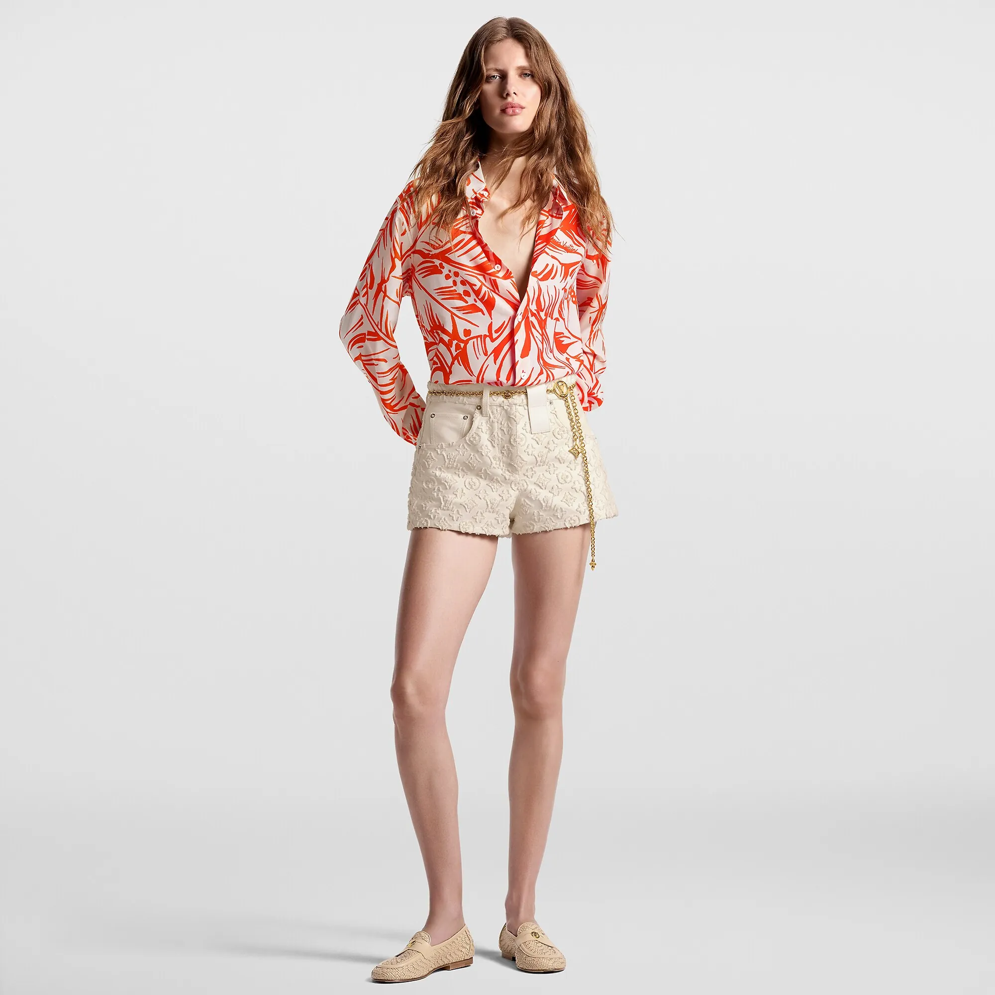 Louis Vuitton Palm Print Silk Shirt - Women - Ready-to-Wear 1AFSAU