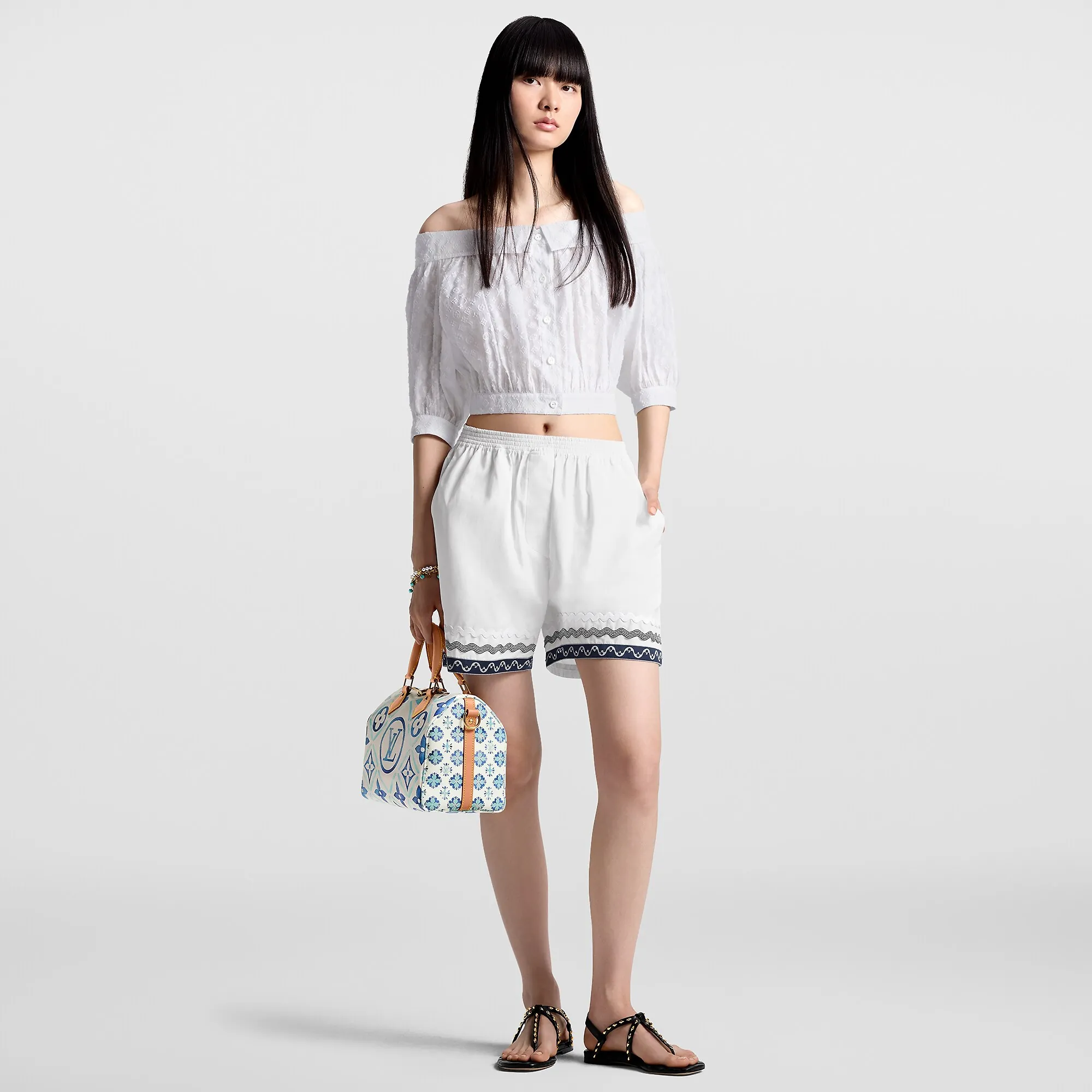Louis Vuitton Monogram Fil Coupé Off-The-Shoulder Blouse - Women - Ready-to-Wear 1AFSBA Milk White