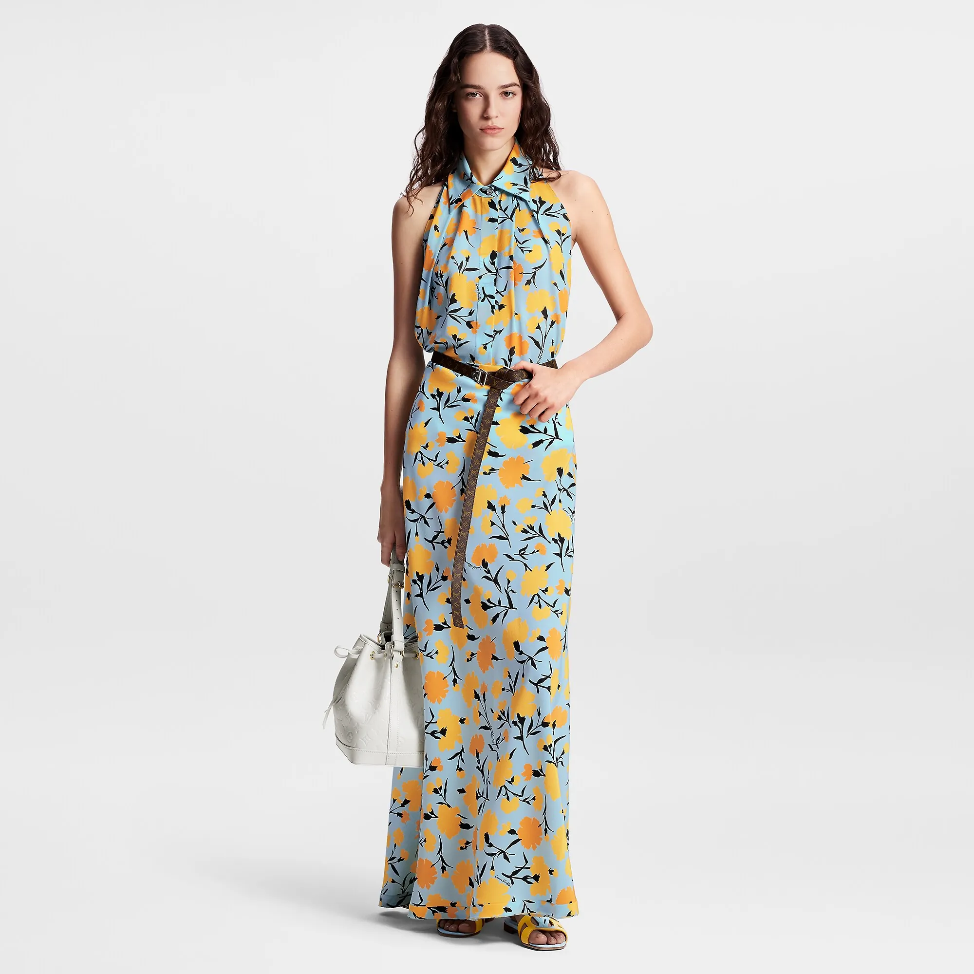 Louis Vuitton Carnation Print Tailored Halter Top - Women - Ready-to-Wear 1AFSDQ Oxford Blue