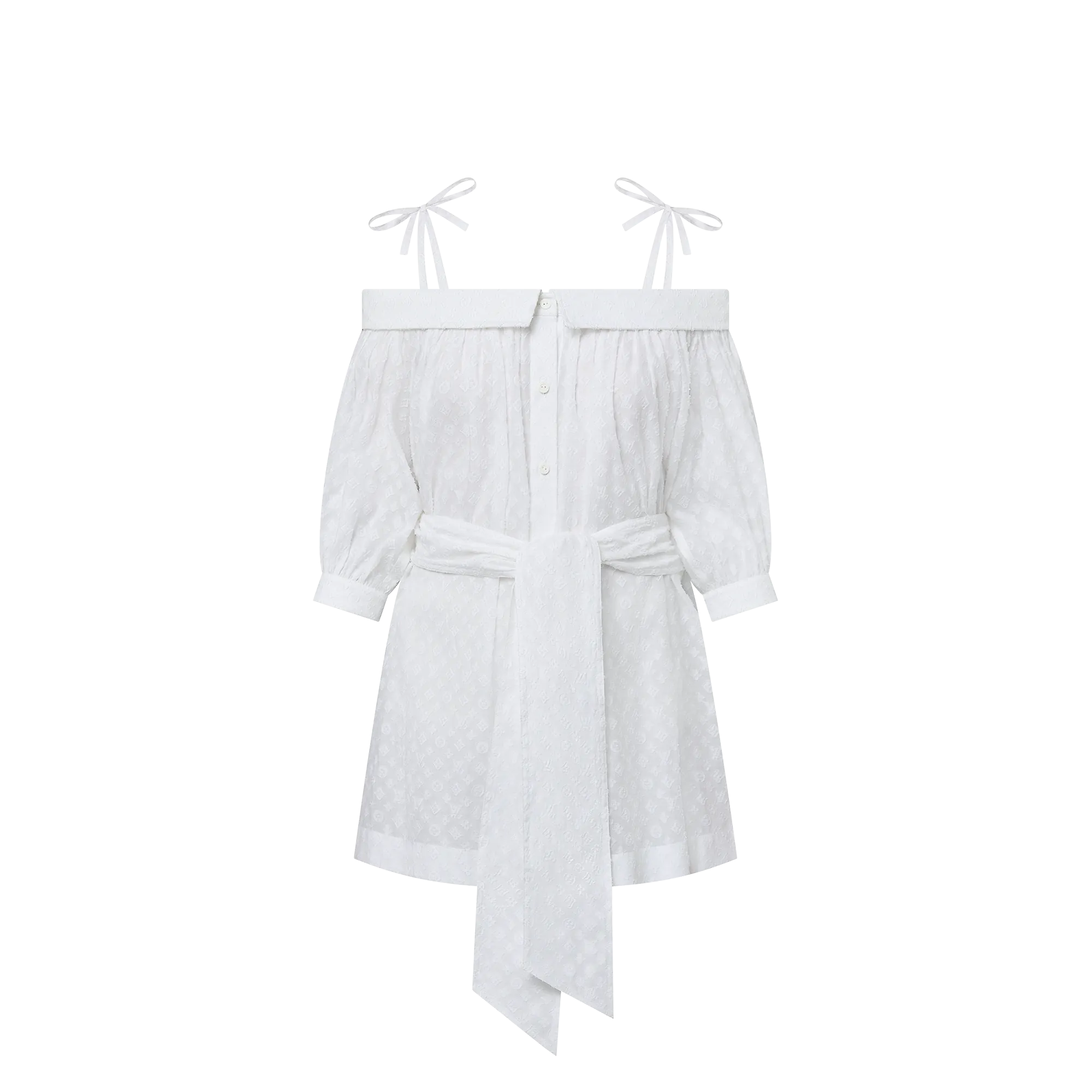 Louis Vuitton Monogram Fil Coupé Off-The-Shoulder Shirt Dress - Women - Ready-to-Wear 1AFSPG