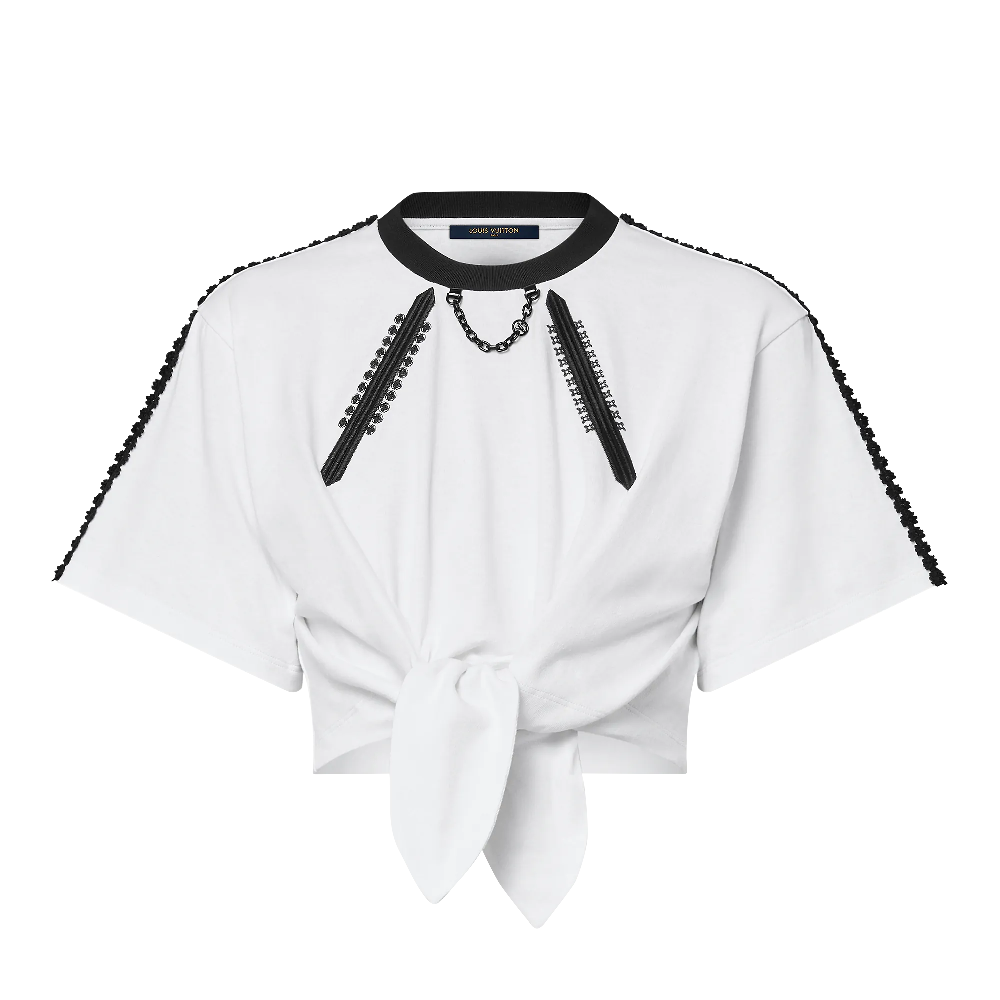 Louis Vuitton Graphic Lace Embroidery Self-Tie T-Shirt - Women - Ready-to-Wear 1AFTMK