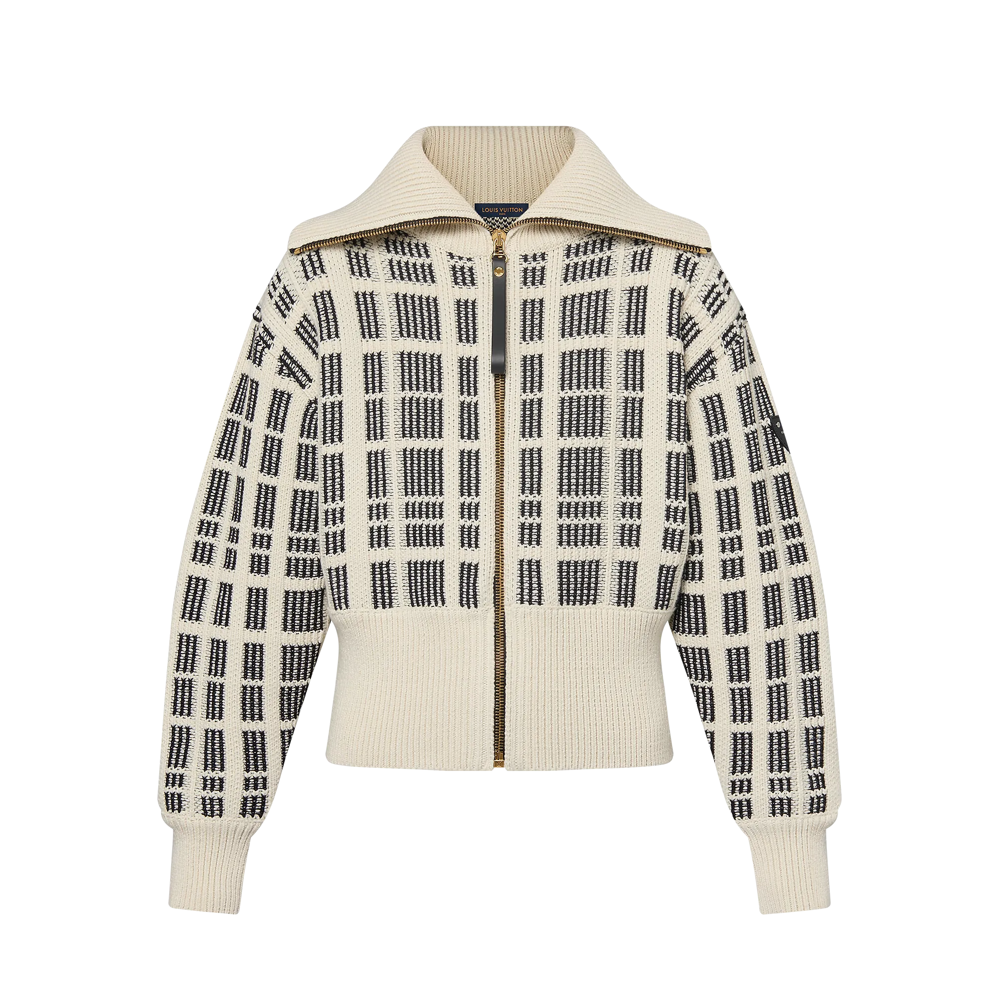 Louis Vuitton Graphic Tweed Knit Zip - Up Jacket - Women - Ready - to - Wear 1AFTXO Noir Blanc