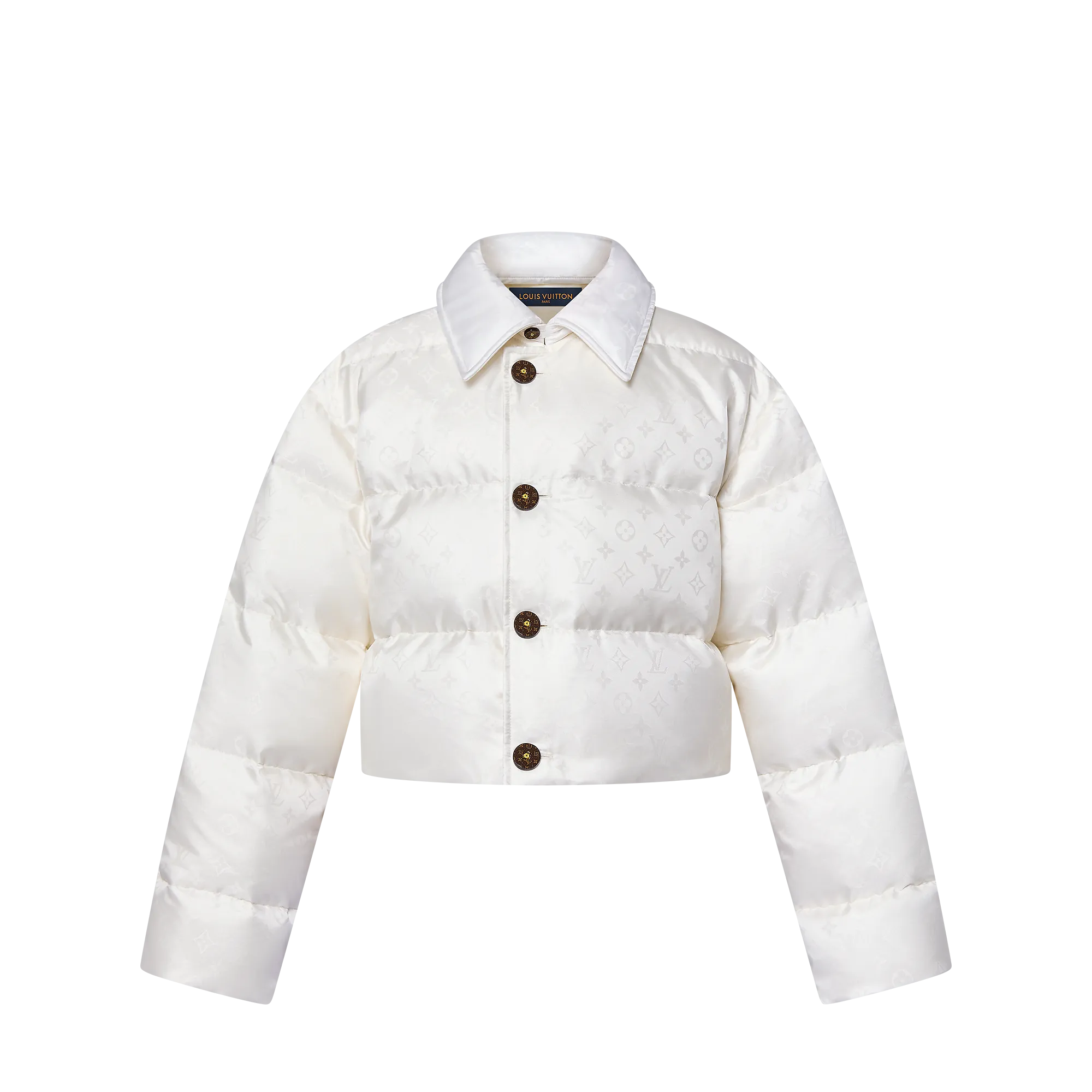 Louis Vuitton Cropped Monogram Puffer Jacket - Women - Ready - to - Wear 1AFUIJ Milk White
