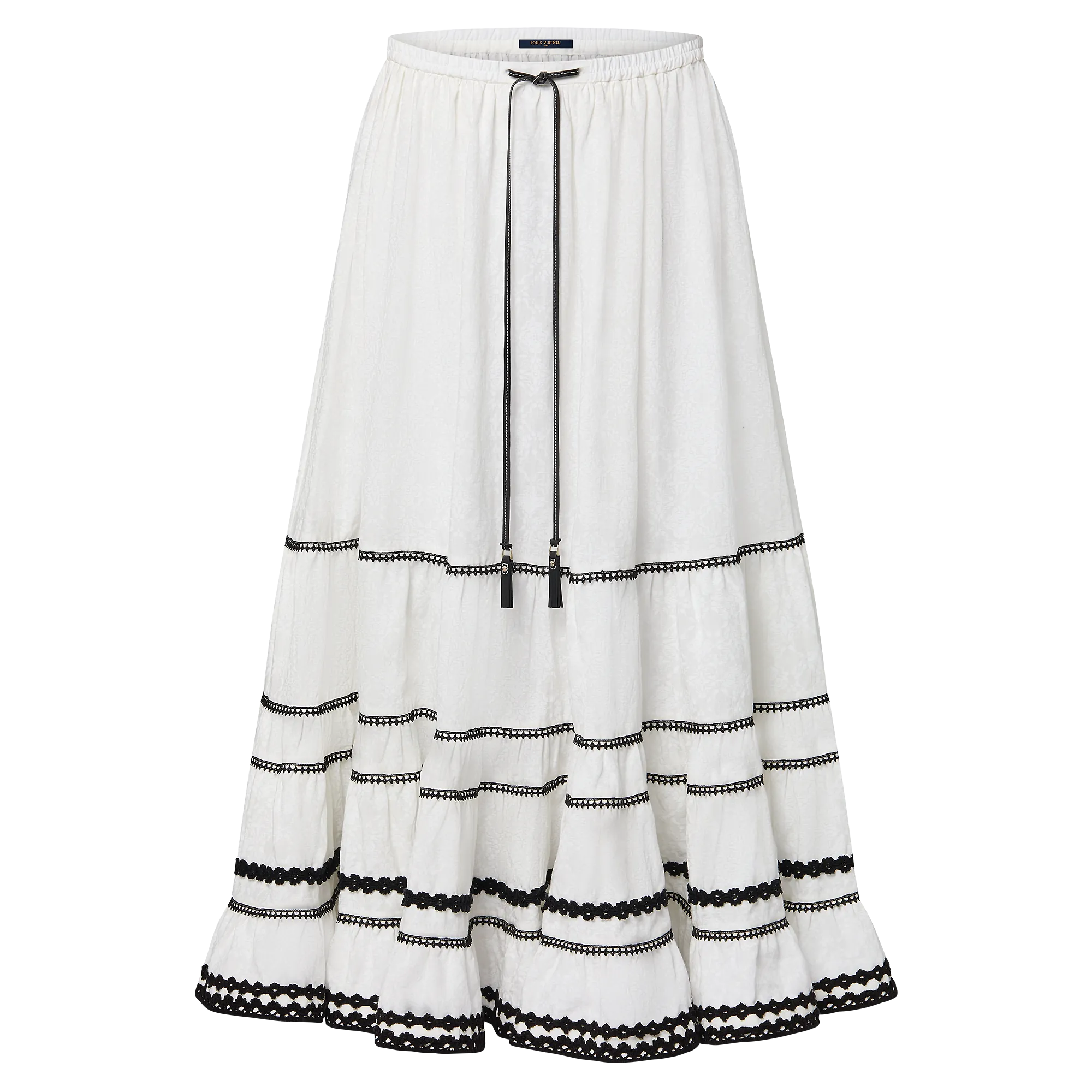 Louis Vuitton Lace Trim Tiered Maxi Skirt - Women - Ready-to-Wear 1AFUPV