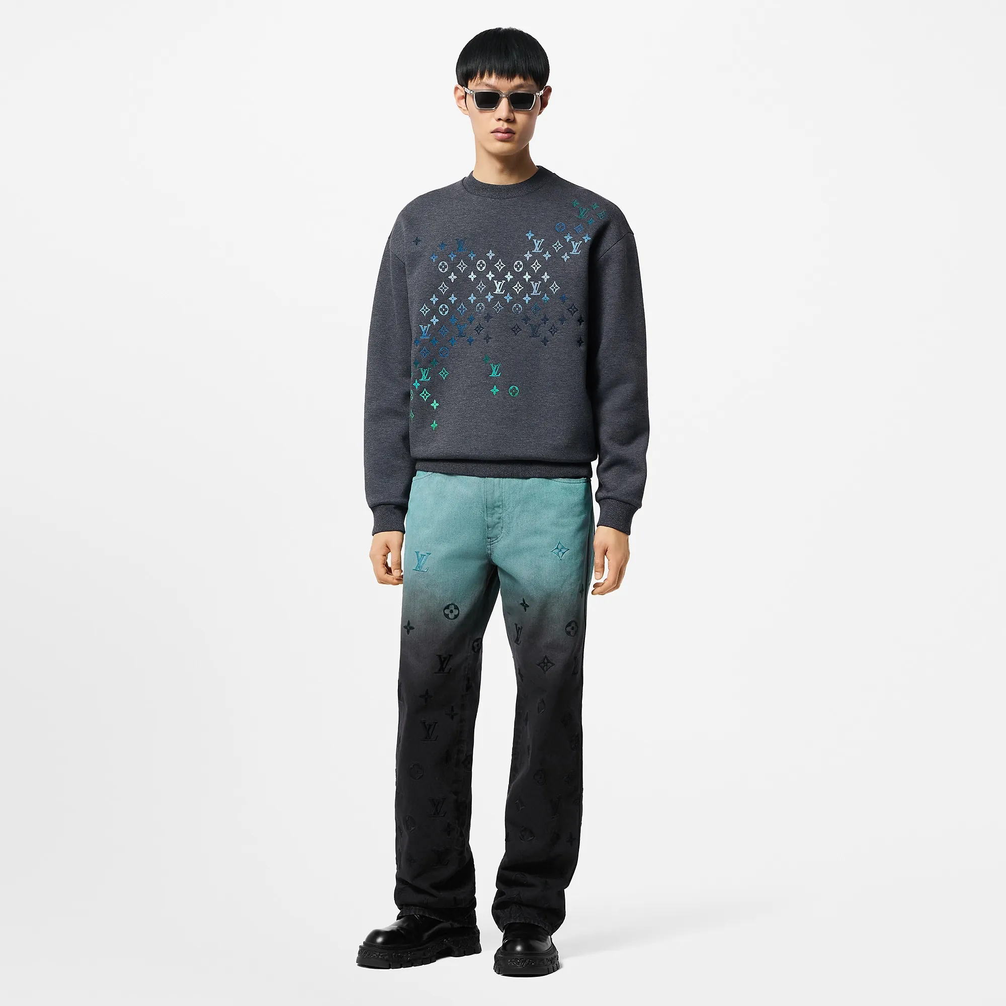 Louis Vuitton Embroidered Cotton Sweatshirt - Men - Ready-to-Wear 1AFVIV Dark Grey