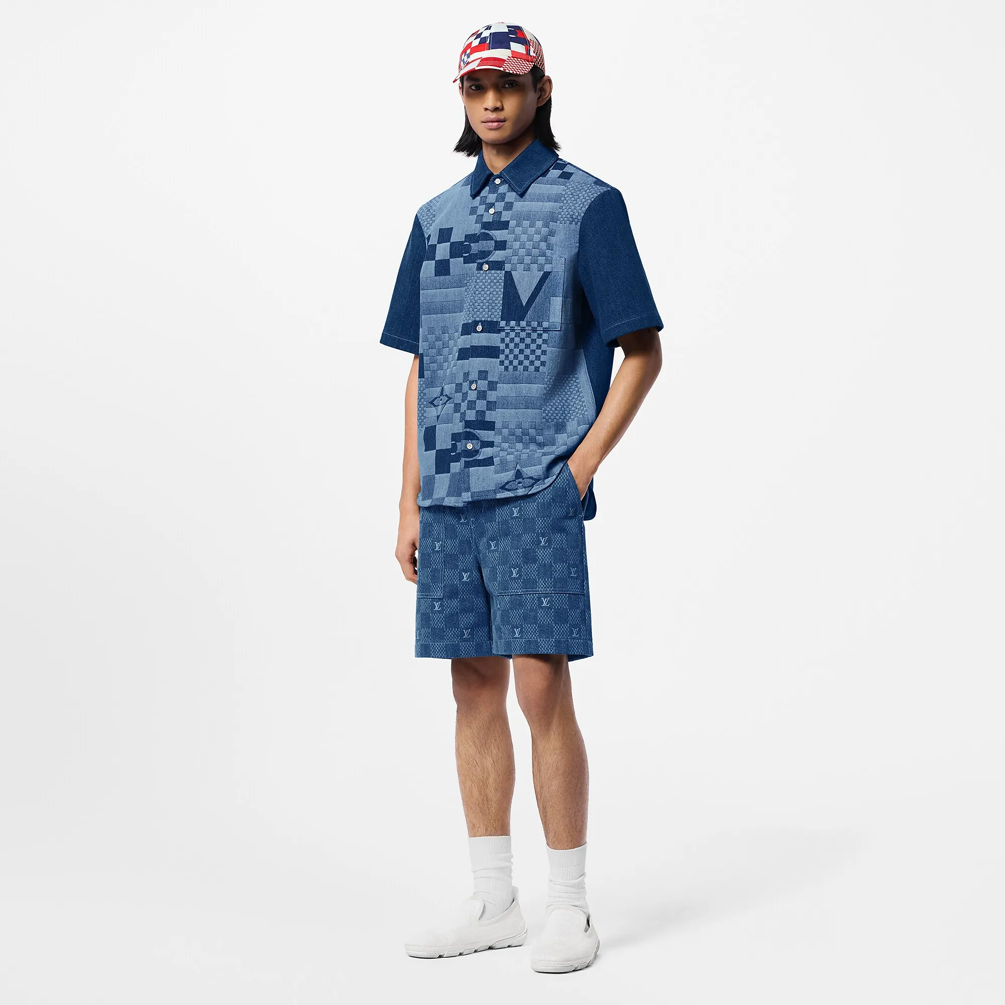 Louis Vuitton Printed Short - Sleeved Denim Shirt - Men - Ready - to - Wear 1AFVQG