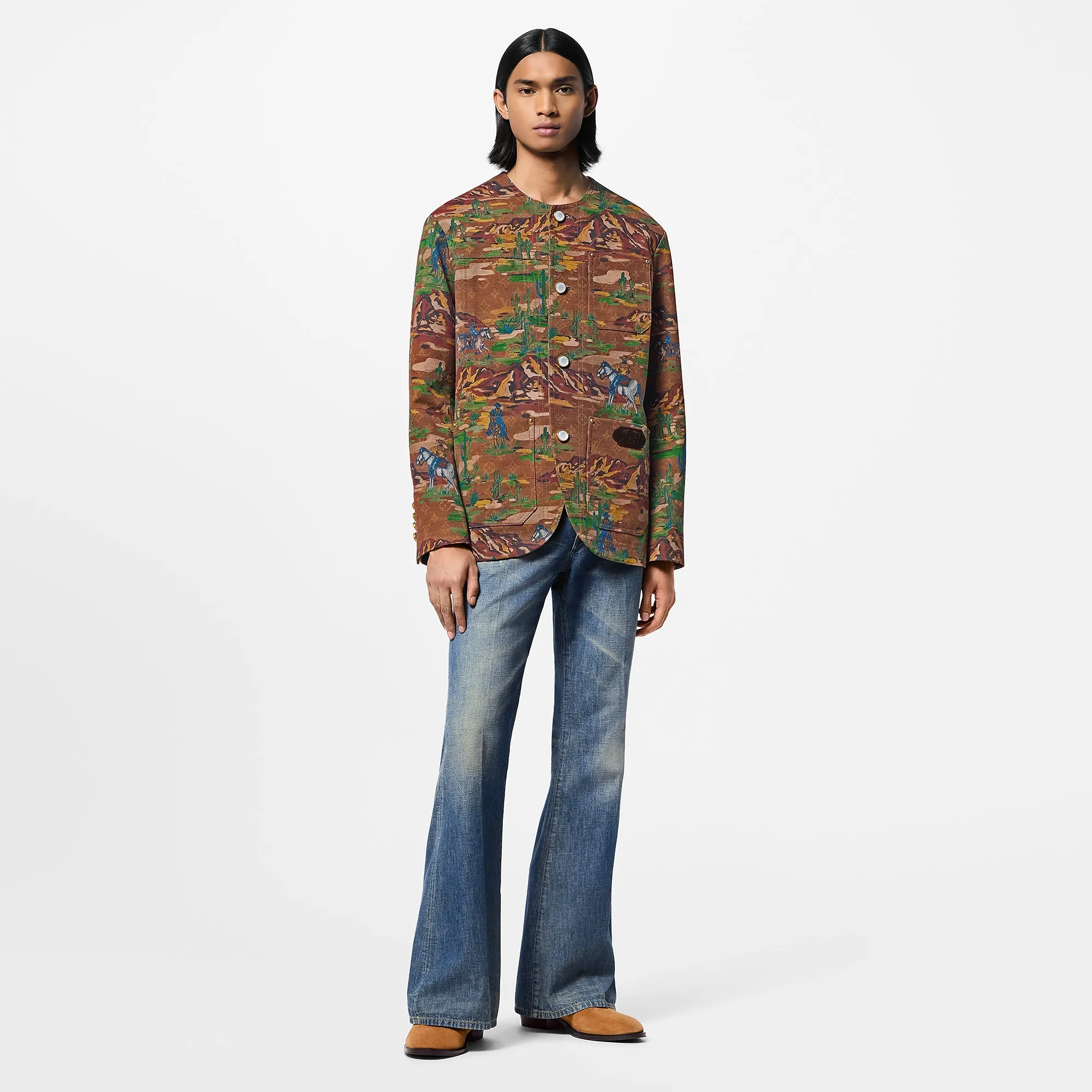 Louis Vuitton Collarless Cotton Workwear Jacket - Men - Ready - to - Wear 1AFWII