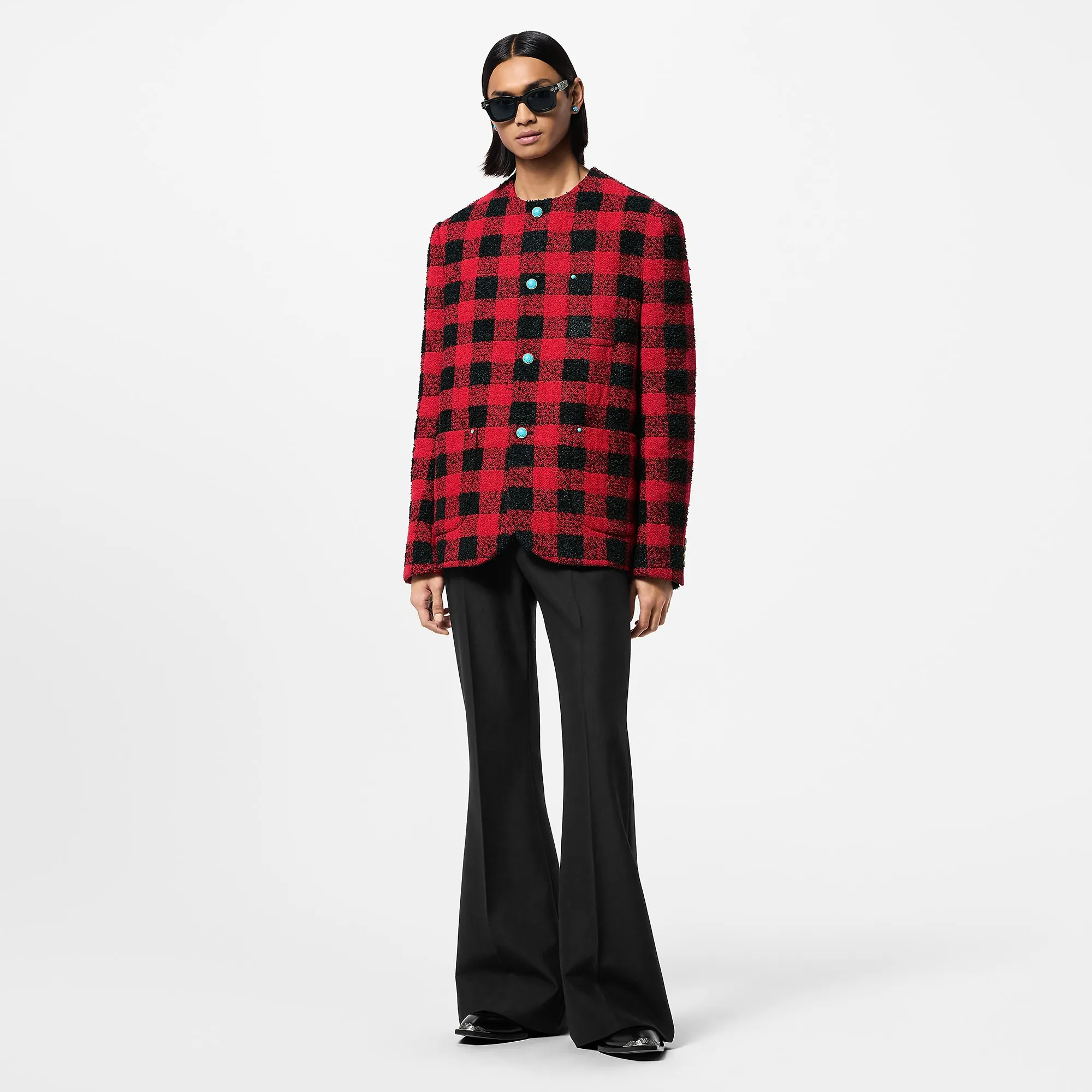 Louis Vuitton Damier Collarless Tweed Jacket - Men - Ready - to - Wear 1AFWMY