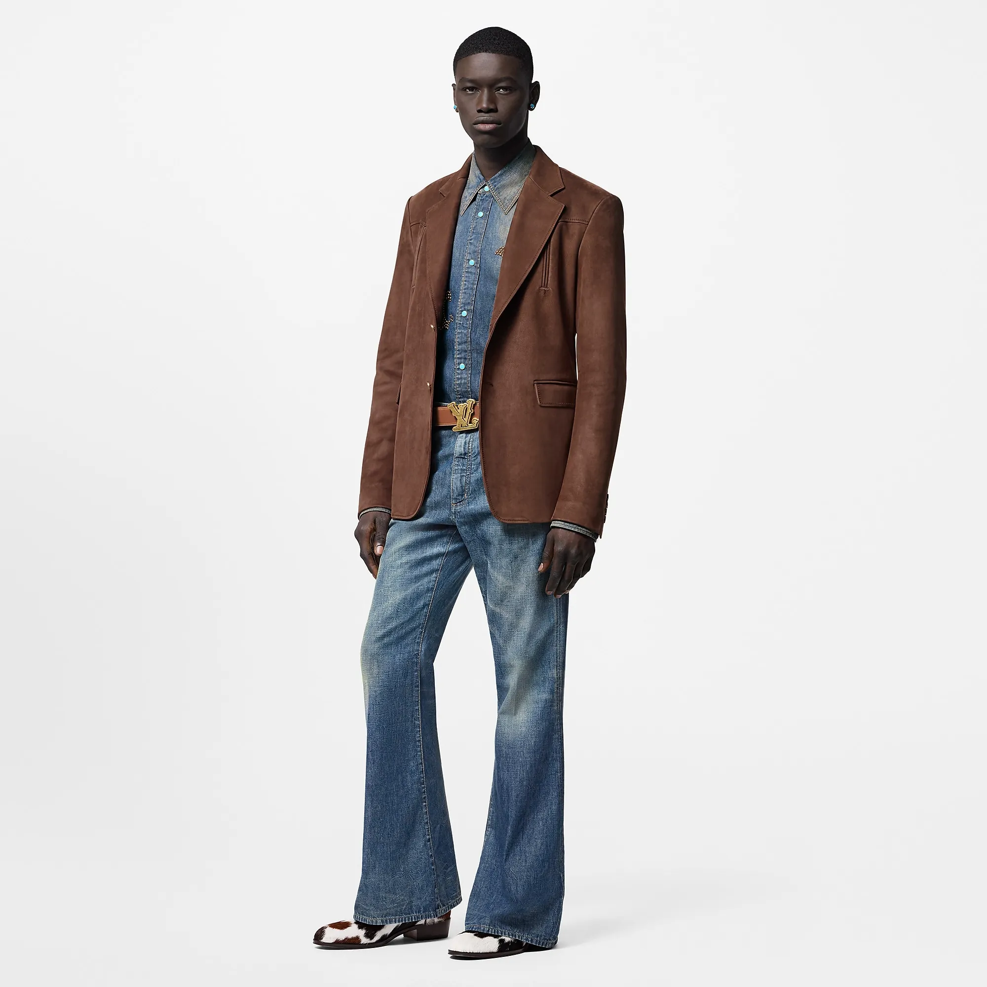 Louis Vuitton Single - Breasted Nubuck Leather Jacket - Men - Ready - to - Wear 1AFXFF