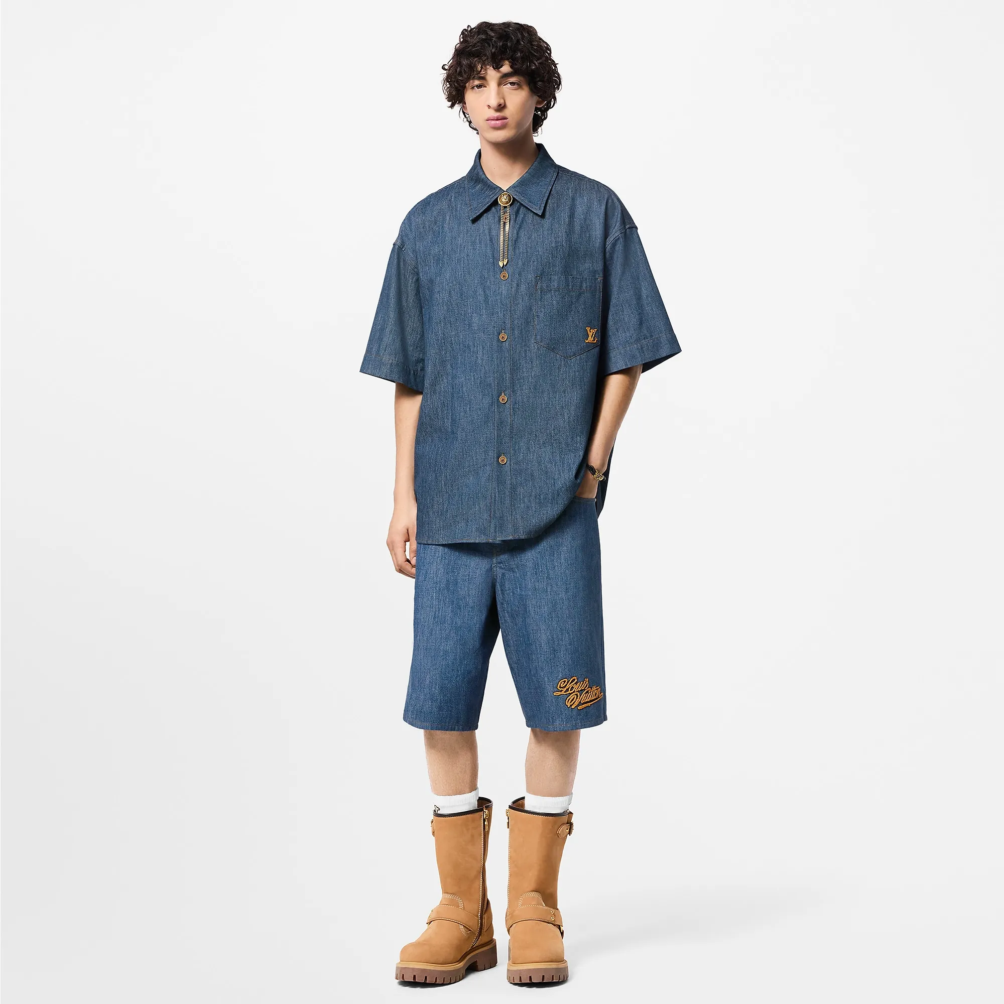 Louis Vuitton Short - Sleeved Cotton Chambray Shirt - Men - Ready - to - Wear 1AFXLJ