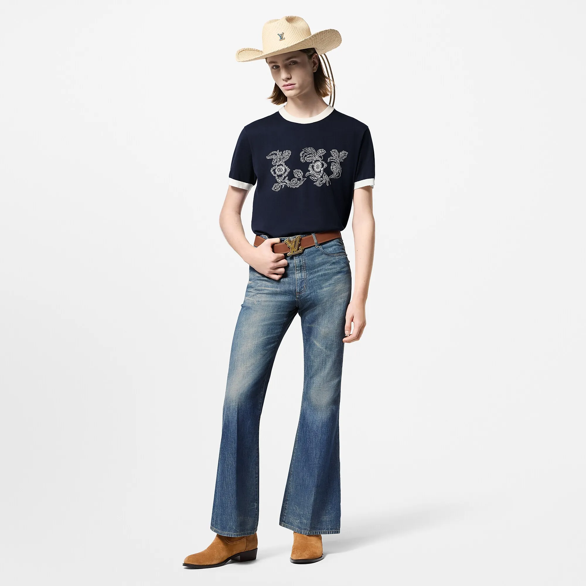 Louis Vuitton Graphic Intarsia Short - Sleeved Cotton Crewneck - Men - Ready - to - Wear 1AFXR6