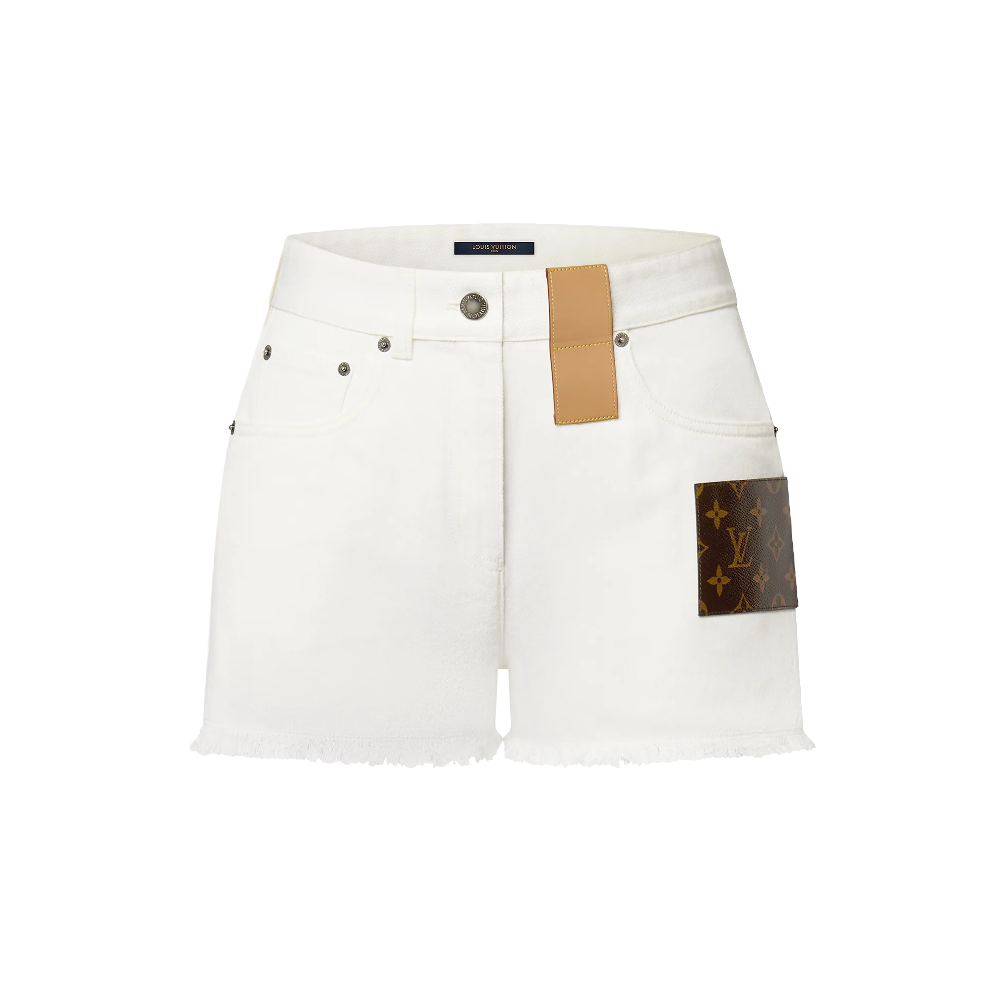 Louis Vuitton Monogram Accent Denim Mini Shorts - Women - Ready - to - Wear 1AFYQA