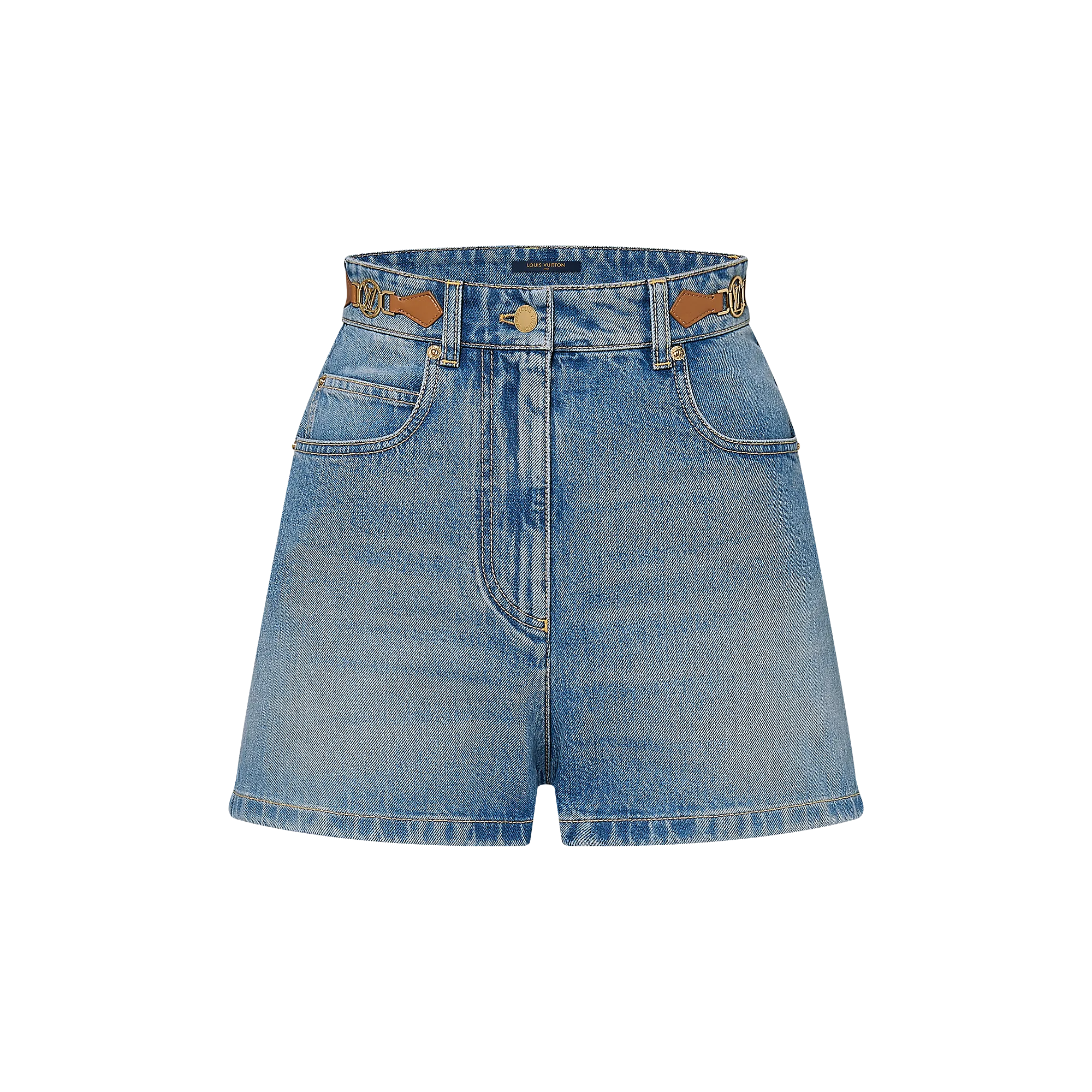 Louis Vuitton LV Circle Tab Denim Mini Shorts - Women - Ready - to - Wear 1AFYWY