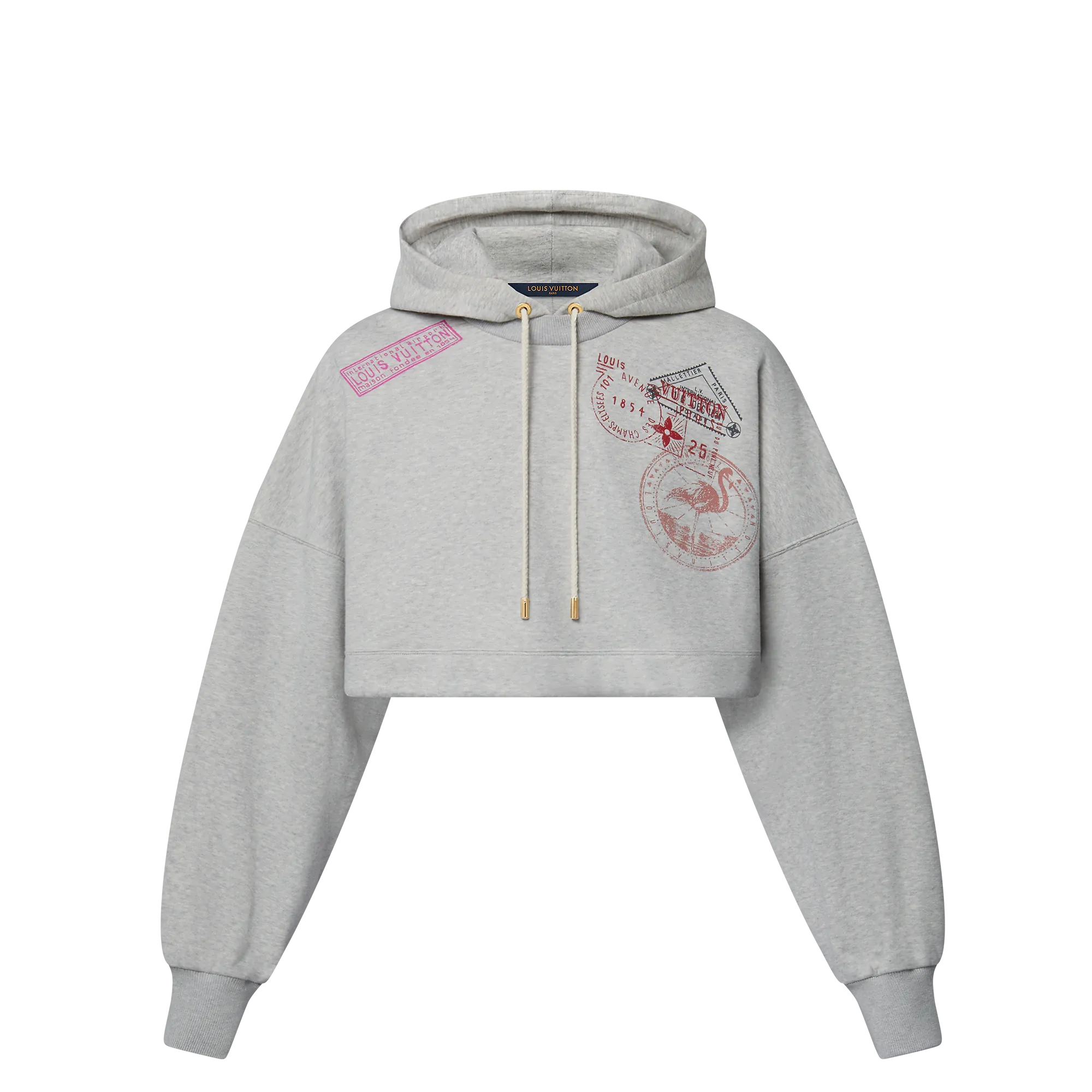 Louis Vuitton Travel Stamp Cropped Hoodie - Women - Ready - to - Wear 1AGDAG