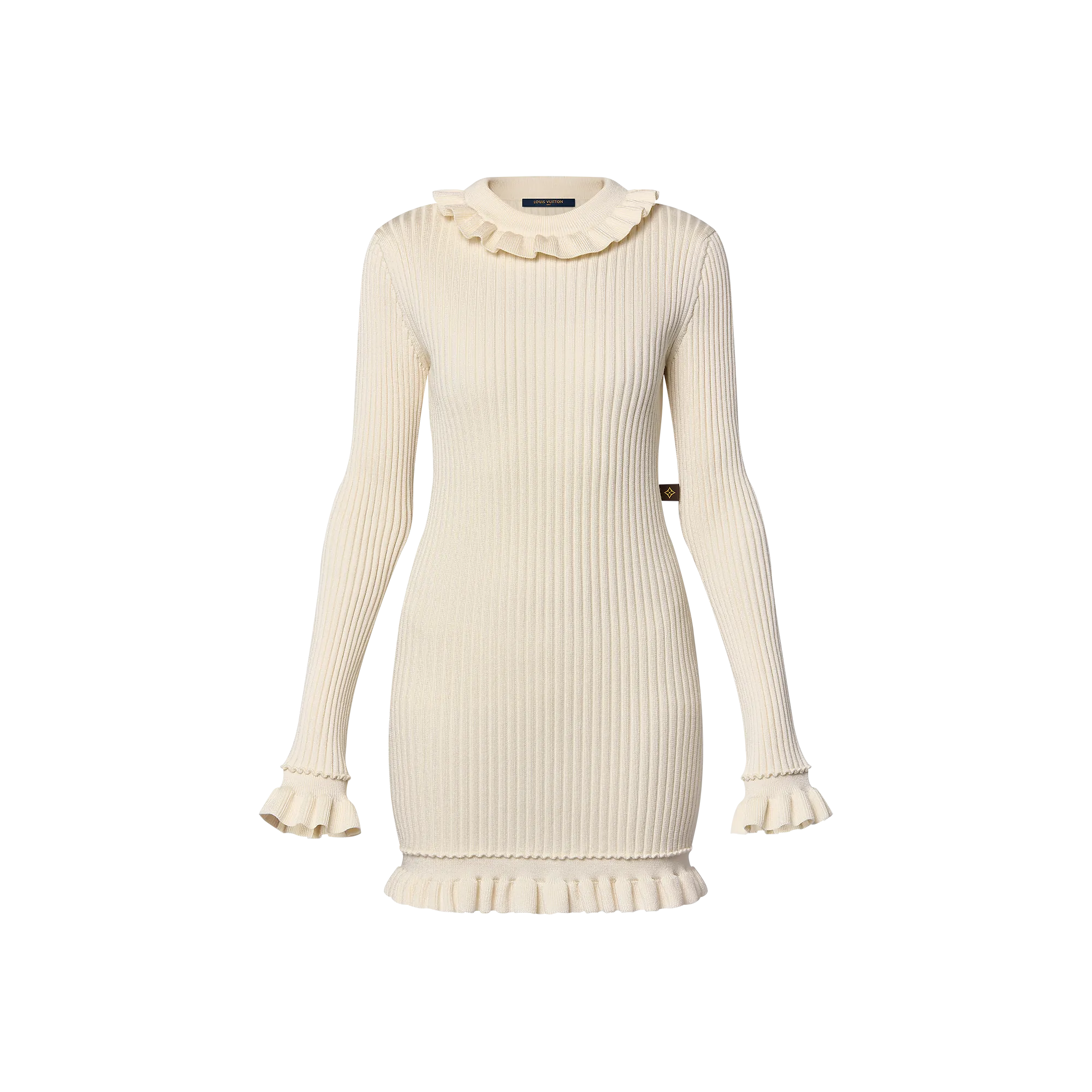 Louis Vuitton Ruffle Trim Ribbed Knit Dress - Women - Ready - to - Wear 1AGFT7