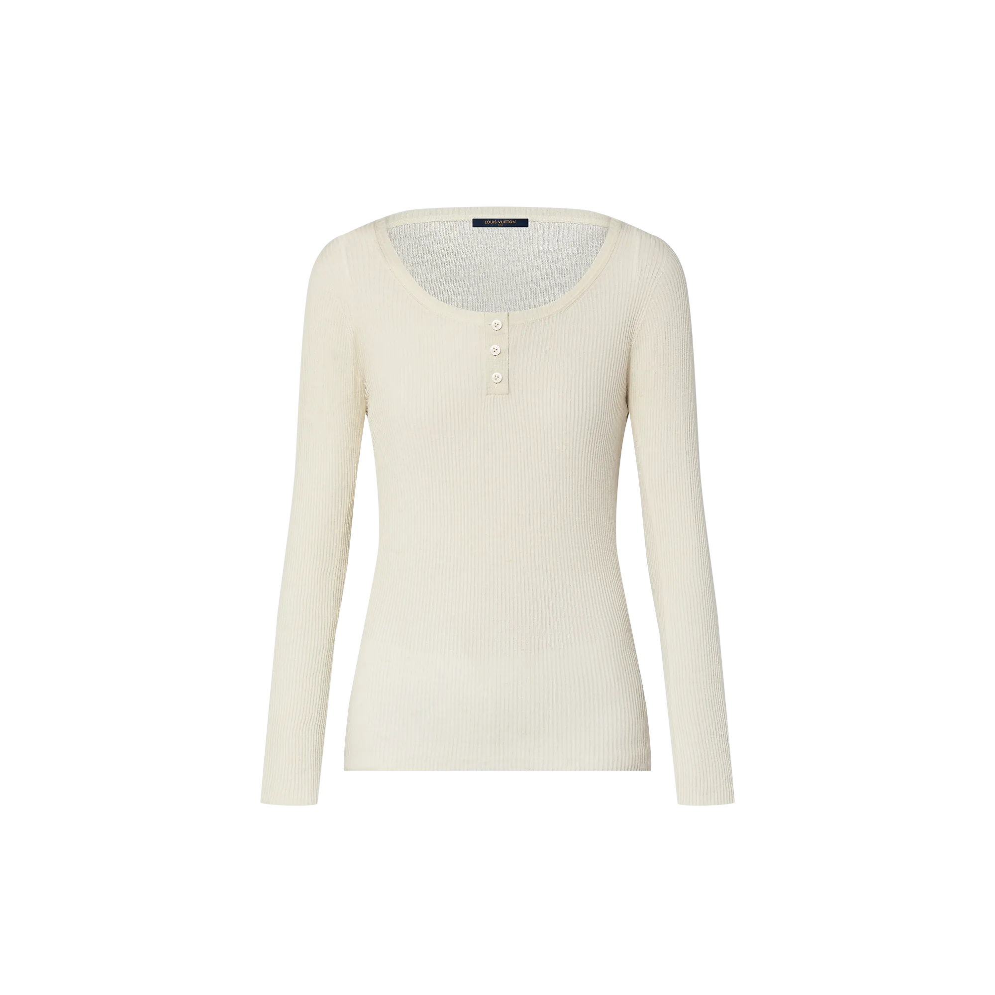 Louis Vuitton Ribbed Henley Top - Women - Ready - to - Wear 1AGFXG Milk White