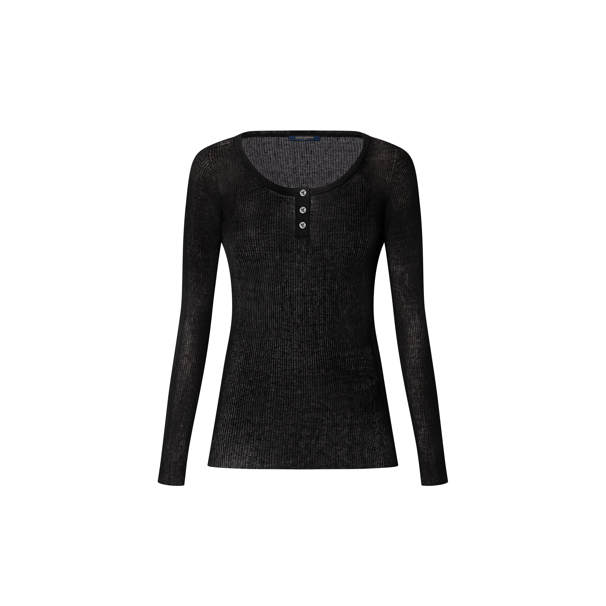 Louis Vuitton Ribbed Henley Top - Women - Ready - to - Wear 1AGFY5 Black
