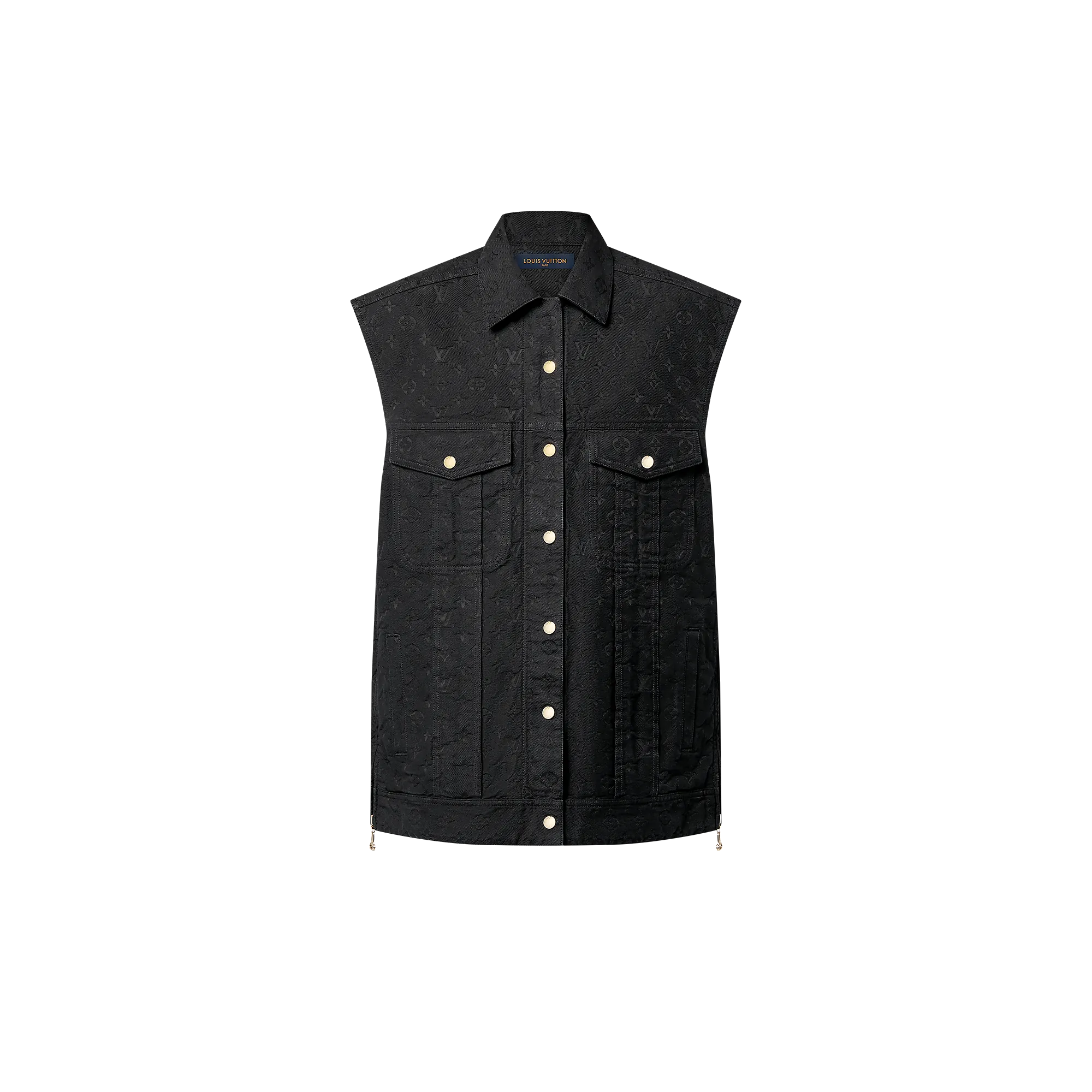 Louis Vuitton Sleeveless Monogram Jacquard Denim Jacket - Women - Ready - to - Wear 1AGHDP