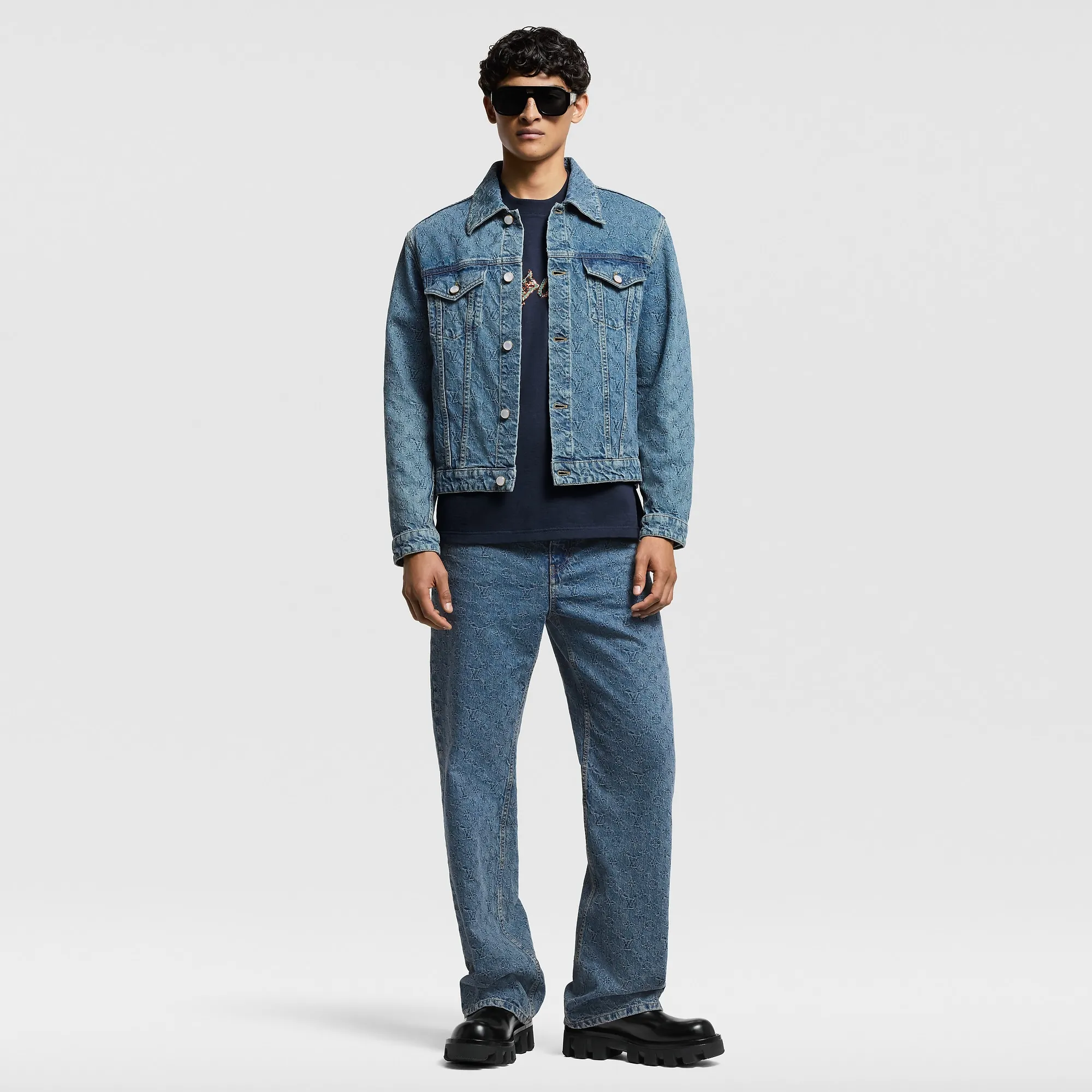 Louis Vuitton Monogram Jacquard Skate Denim Pants - Men - Ready - to - Wear 1AGHVA Navy Blue