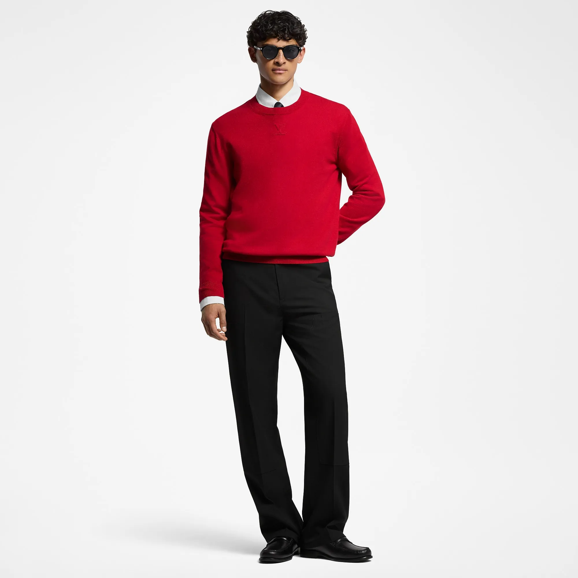 Louis Vuitton LV Embossed Cashmere Crewneck - Women - Ready - to - Wear 1AGIHP Sari Red