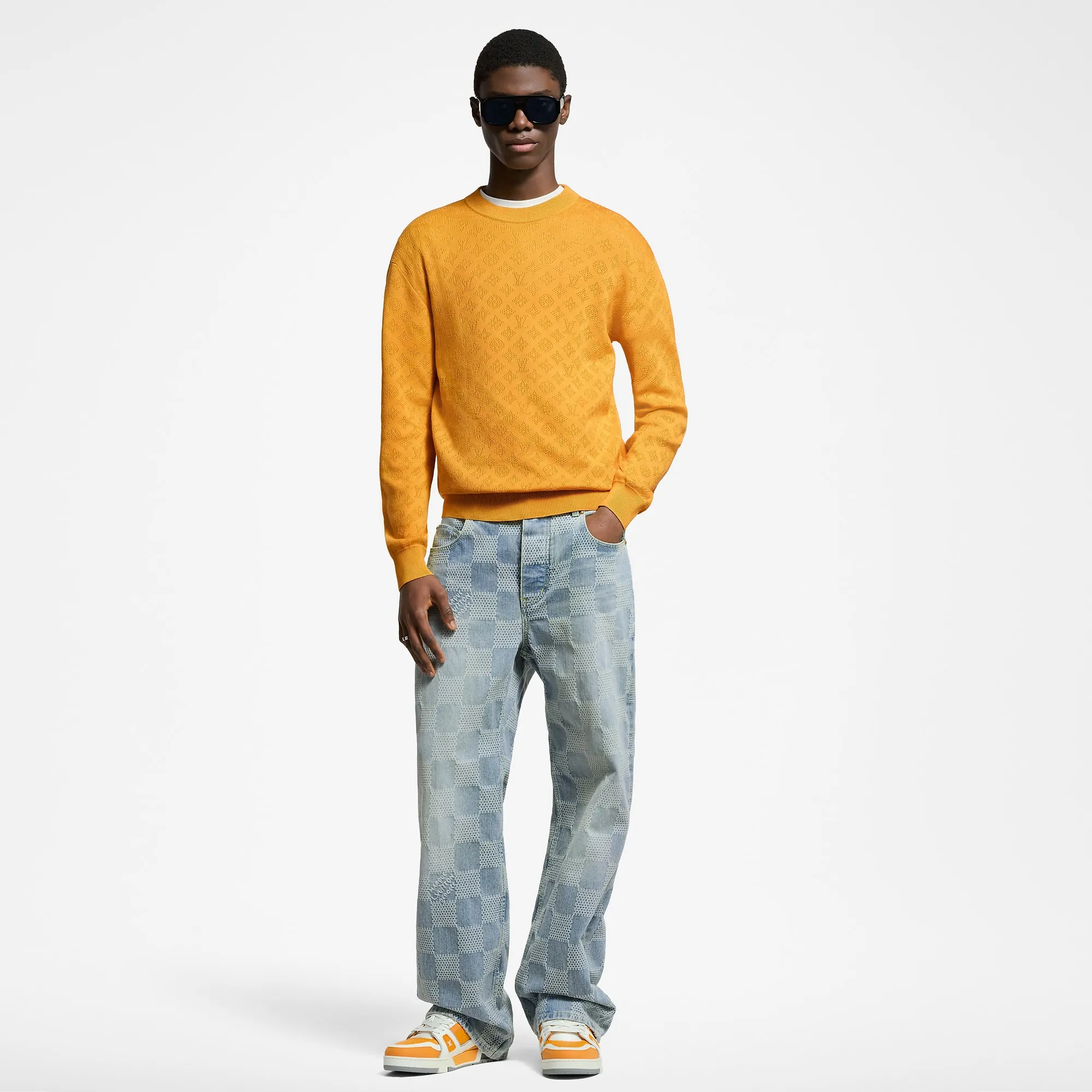 Louis Vuitton Monogram Pointelle Cotton Pullover - Women - Ready - to - Wear 1AGJHK Safran Yellow