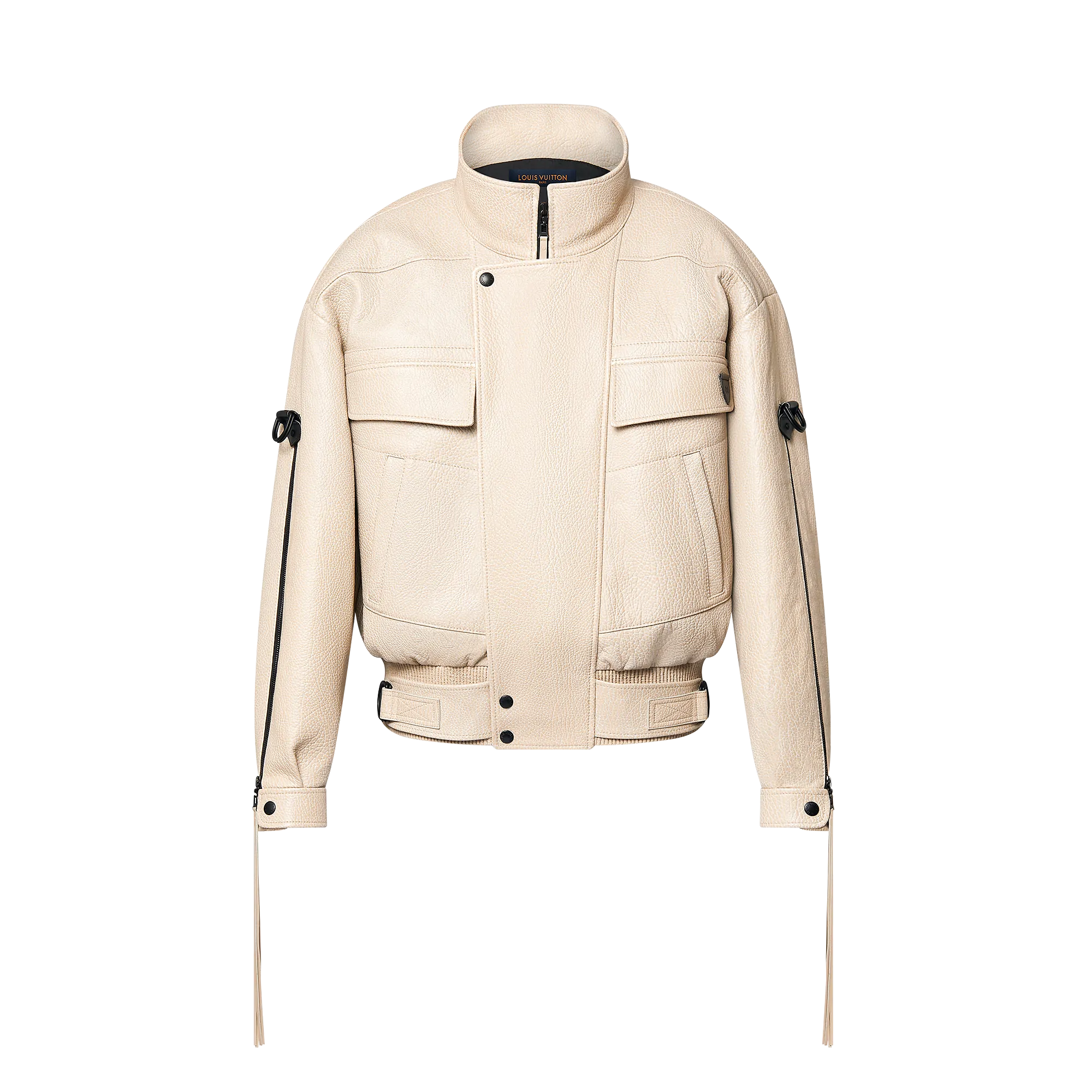 Louis Vuitton Zipper Accent Grained Leather Biker Jacket - Women - Ready - to - Wear 1AGLHA