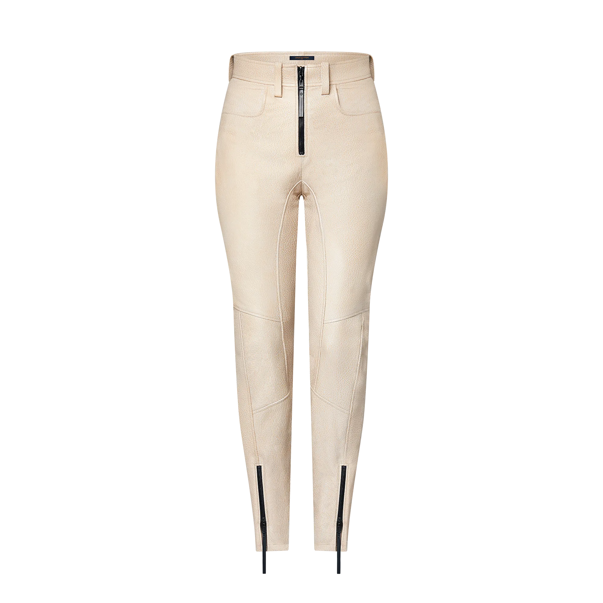 Louis Vuitton Zipper Accent Grained Leather Biker Pants - Women - Ready - to - Wear 1AGLVQ
