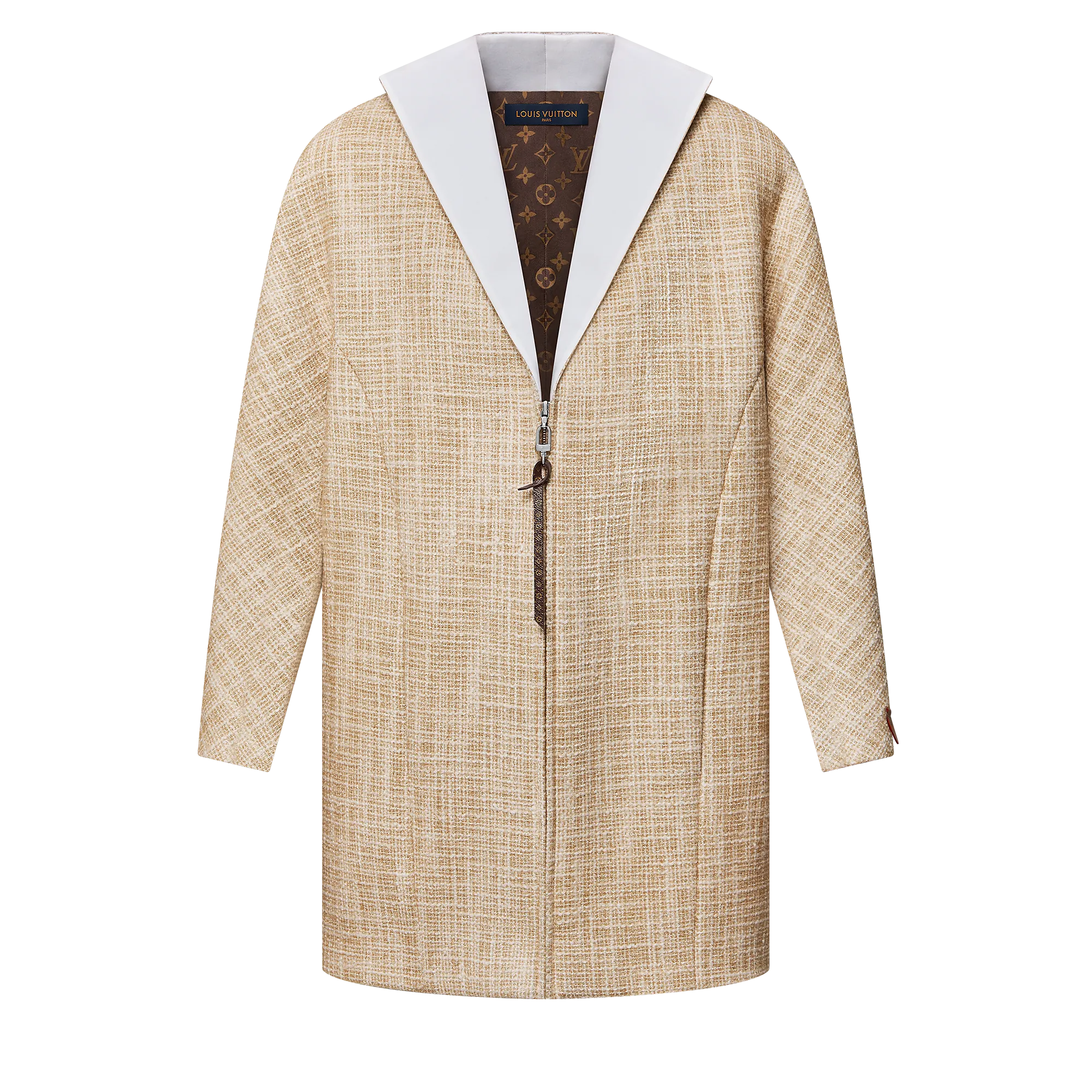 Louis Vuitton Graphic Collar Oversized Tweed Coat - Women - Ready - to - Wear 1AGLY2