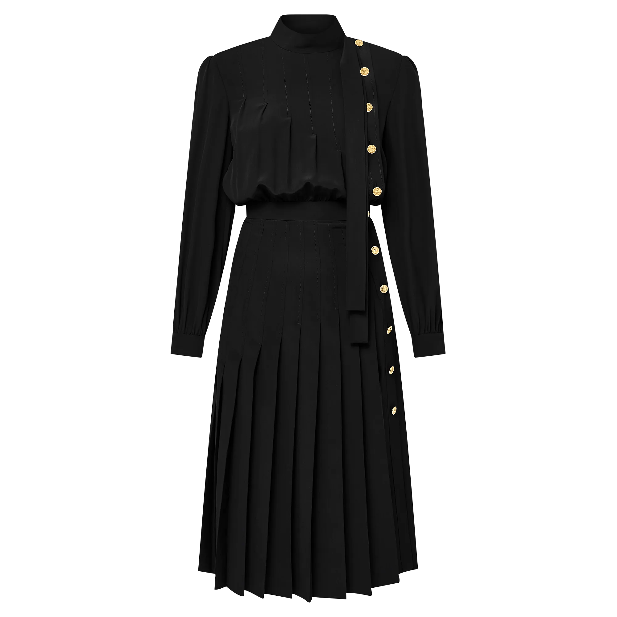 Louis Vuitton Long - Sleeved Pleat Dress - Women - Ready - to - Wear 1AGNLV