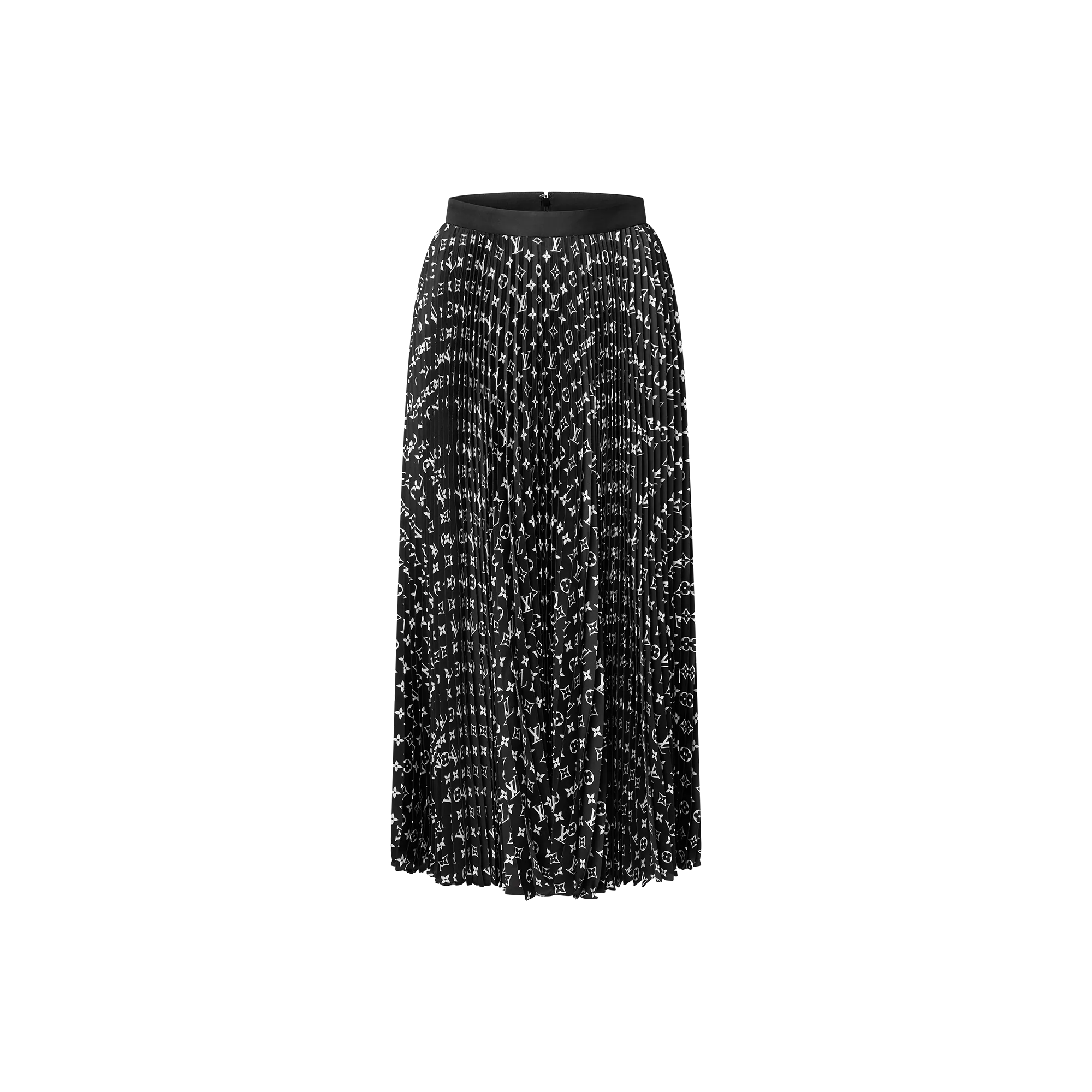 Louis Vuitton Stripe Accent Monogram Pleated Skirt - Women - Ready - to - Wear 1AHEMV Black