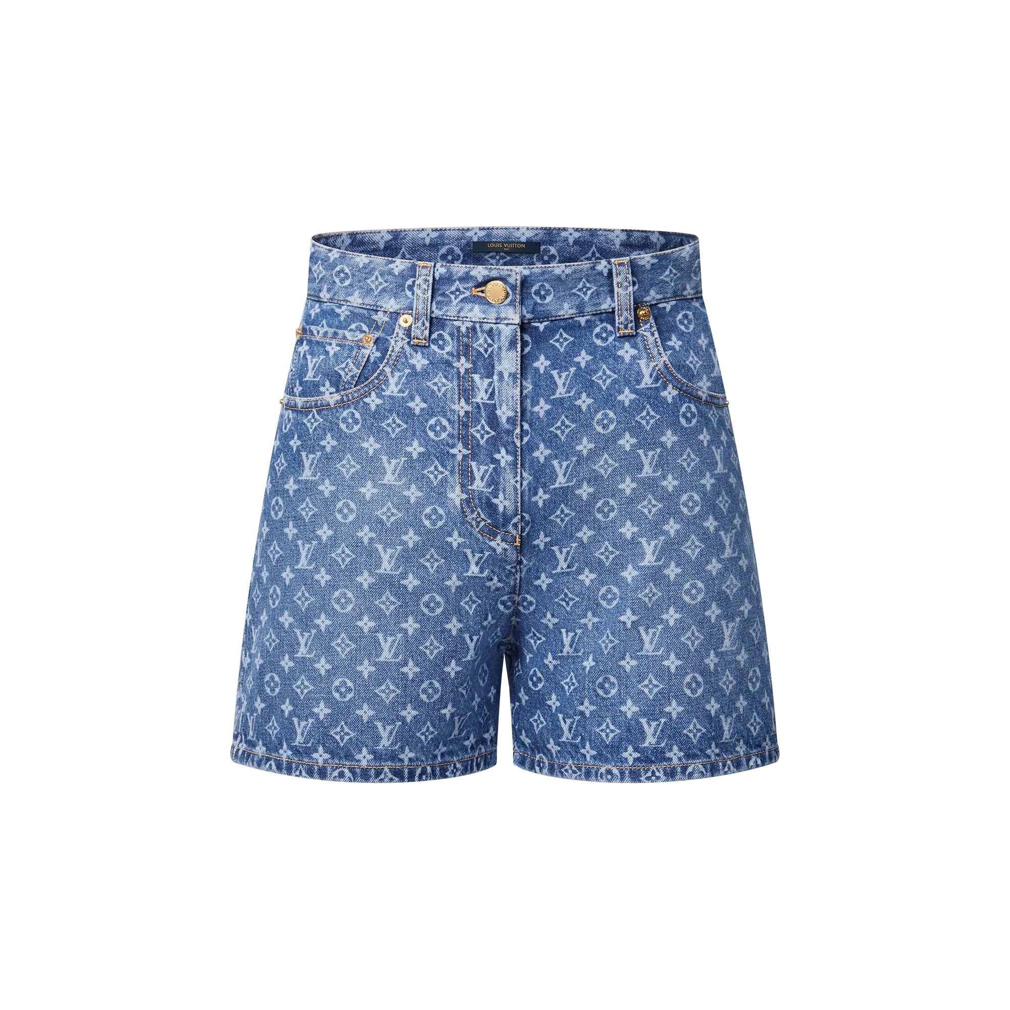 Louis Vuitton Monogram Denim Shorts - Women - Ready - to - Wear 1AHEO8 Blue