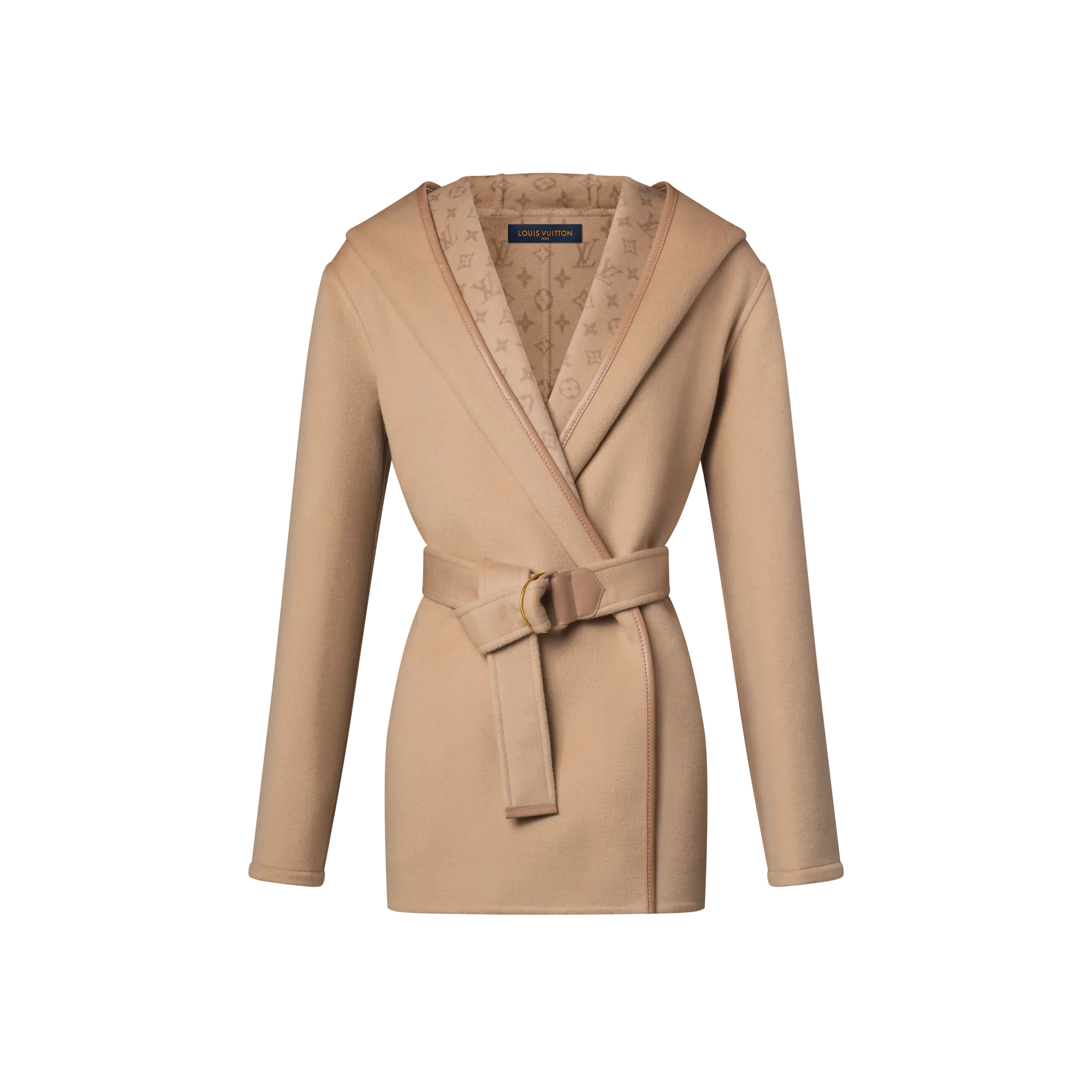 Louis Vuitton Belted Short Wrap Pea Coat - Women - Ready - to - Wear 1AHUQB Beige