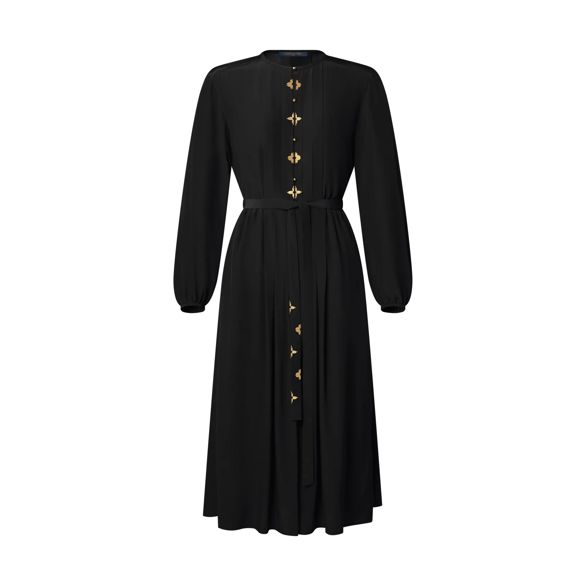 Louis Vuitton Monogram Accent Pleat Dress - Women - Ready - to - Wear 1AHUQJ Black