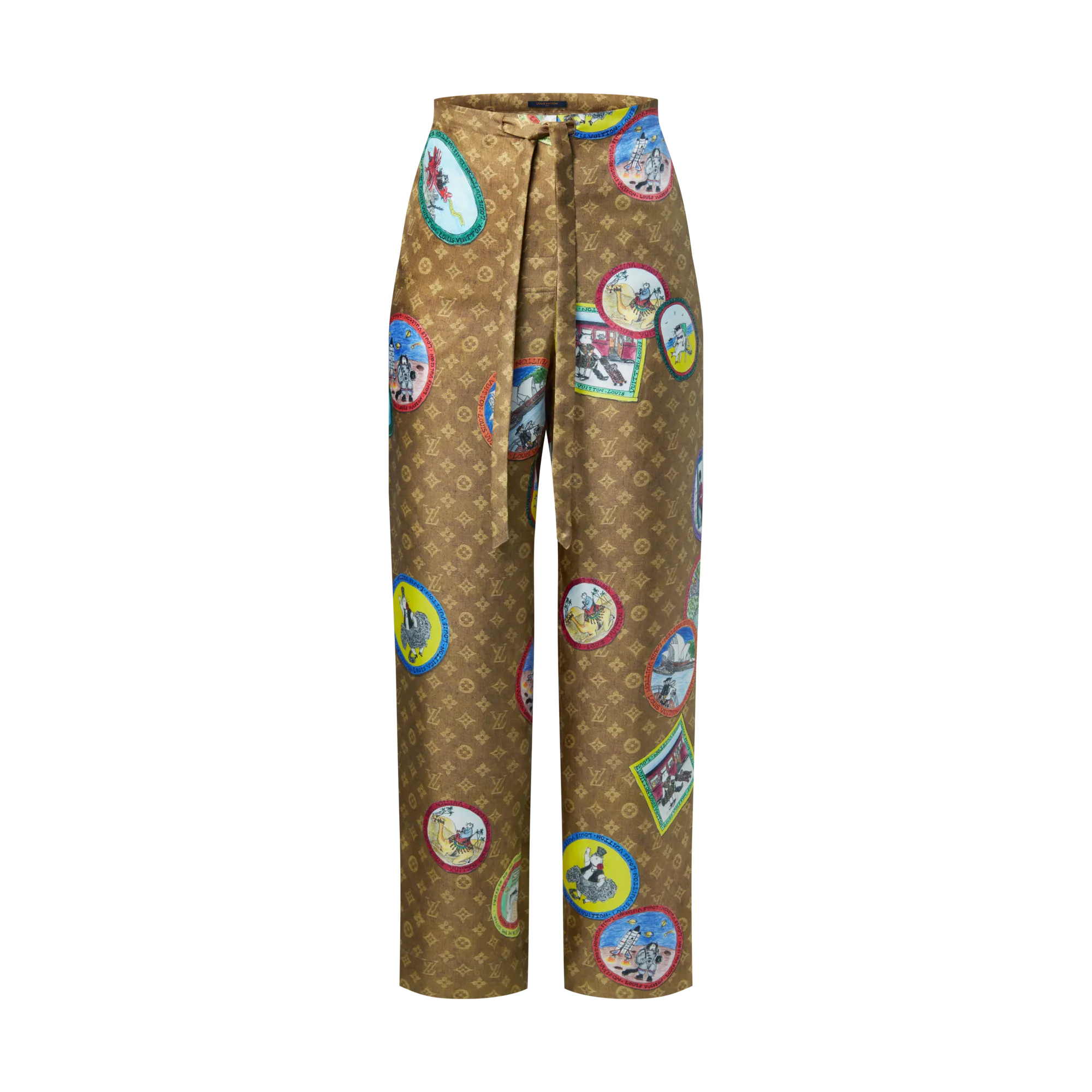 Louis Vuitton Monogram Cat Stamp Pajama Pants - Women - Ready-to-Wear 1AHY56 Marron Clair