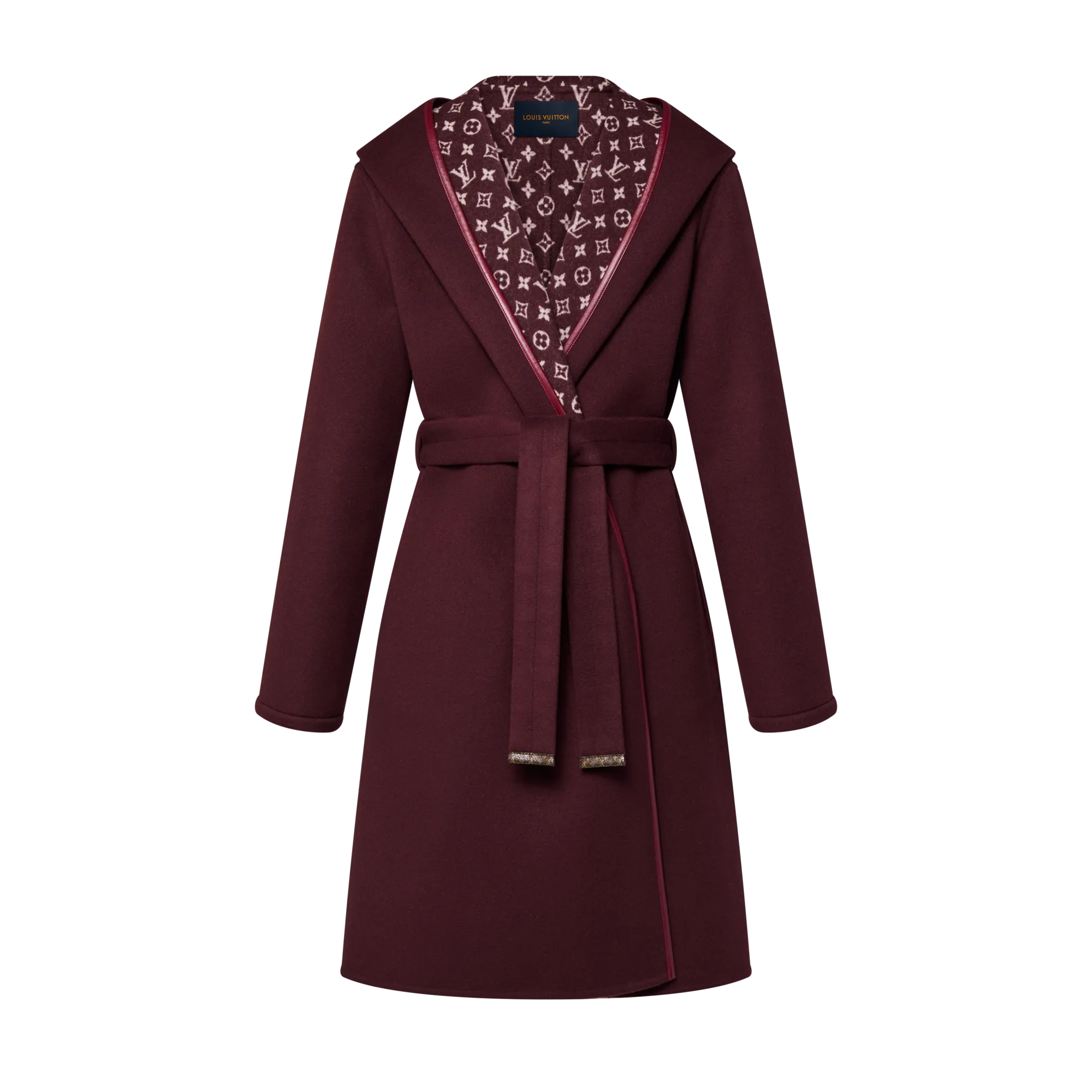 Louis Vuitton Signature Long Hooded Wrap Coat - Women - Ready - to - Wear 1AHYGK Red