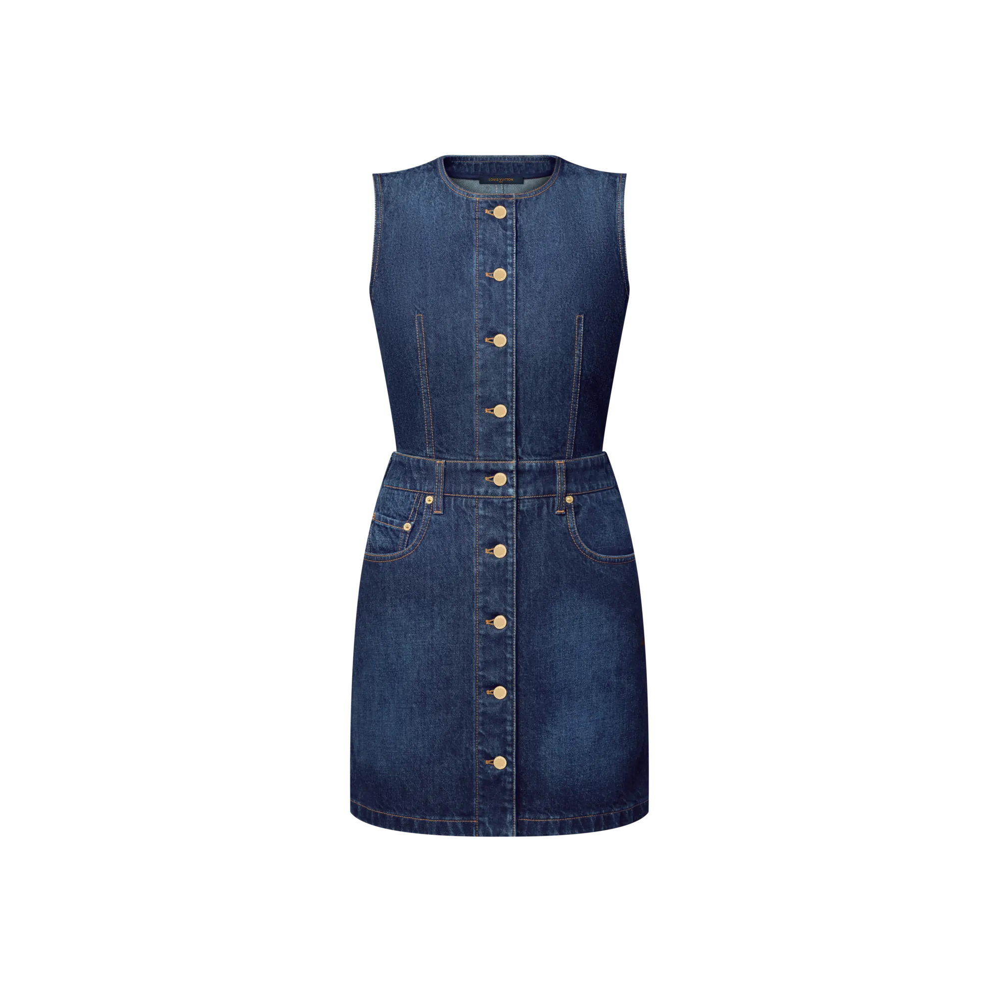 Louis Vuitton Button Front Washed Denim Dress - Women - Ready - to - Wear 1AHYKC Blue