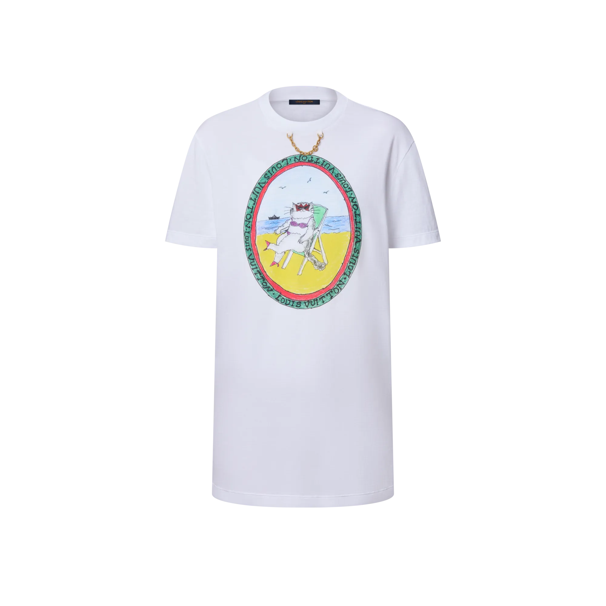 Louis Vuitton Cat Stamp T-Shirt Dress - Women - Ready-to-Wear 1AHYR8 White