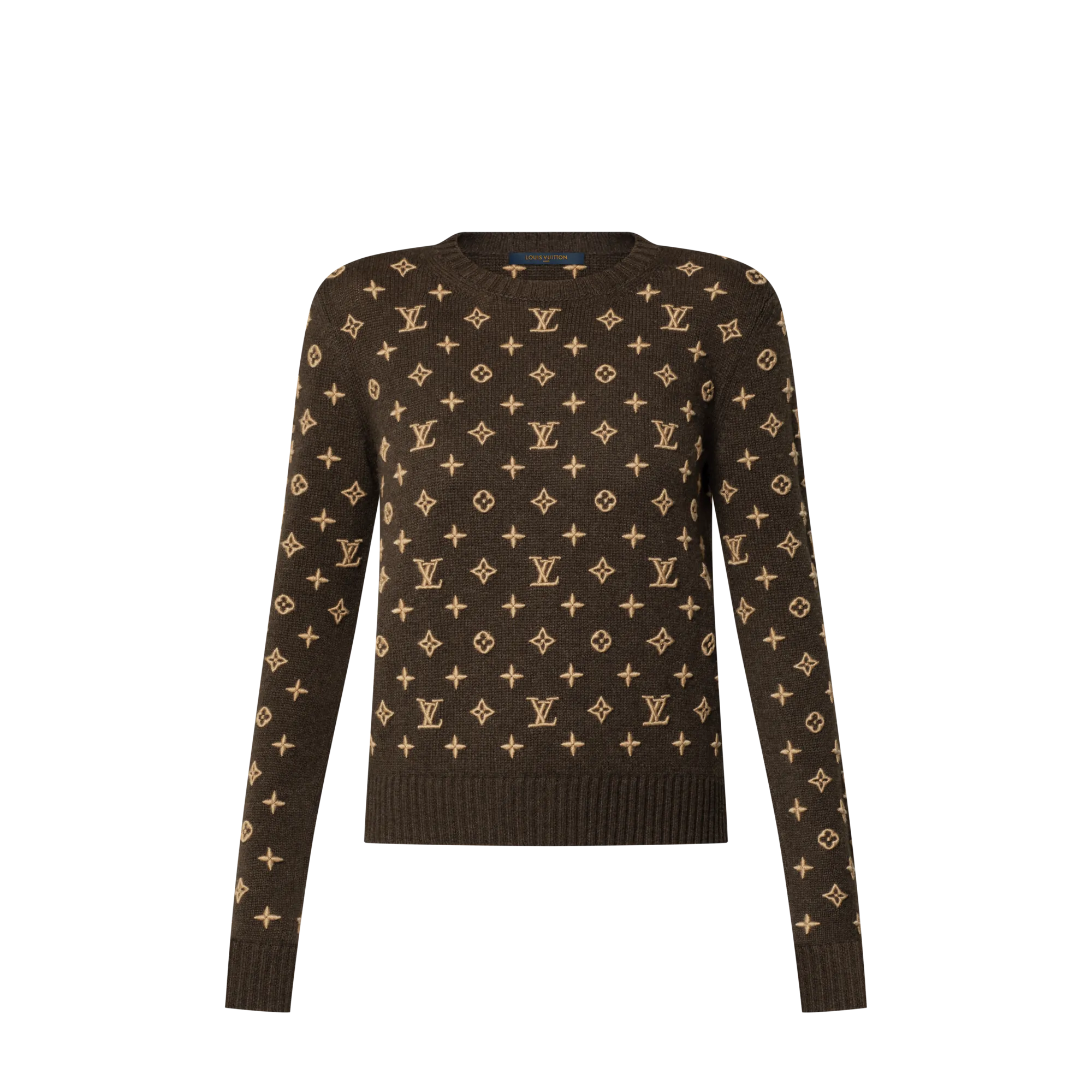 Louis Vuitton 3D Monogram Knit Pullover - Women - Ready - to - Wear 1AHZ59 Brown