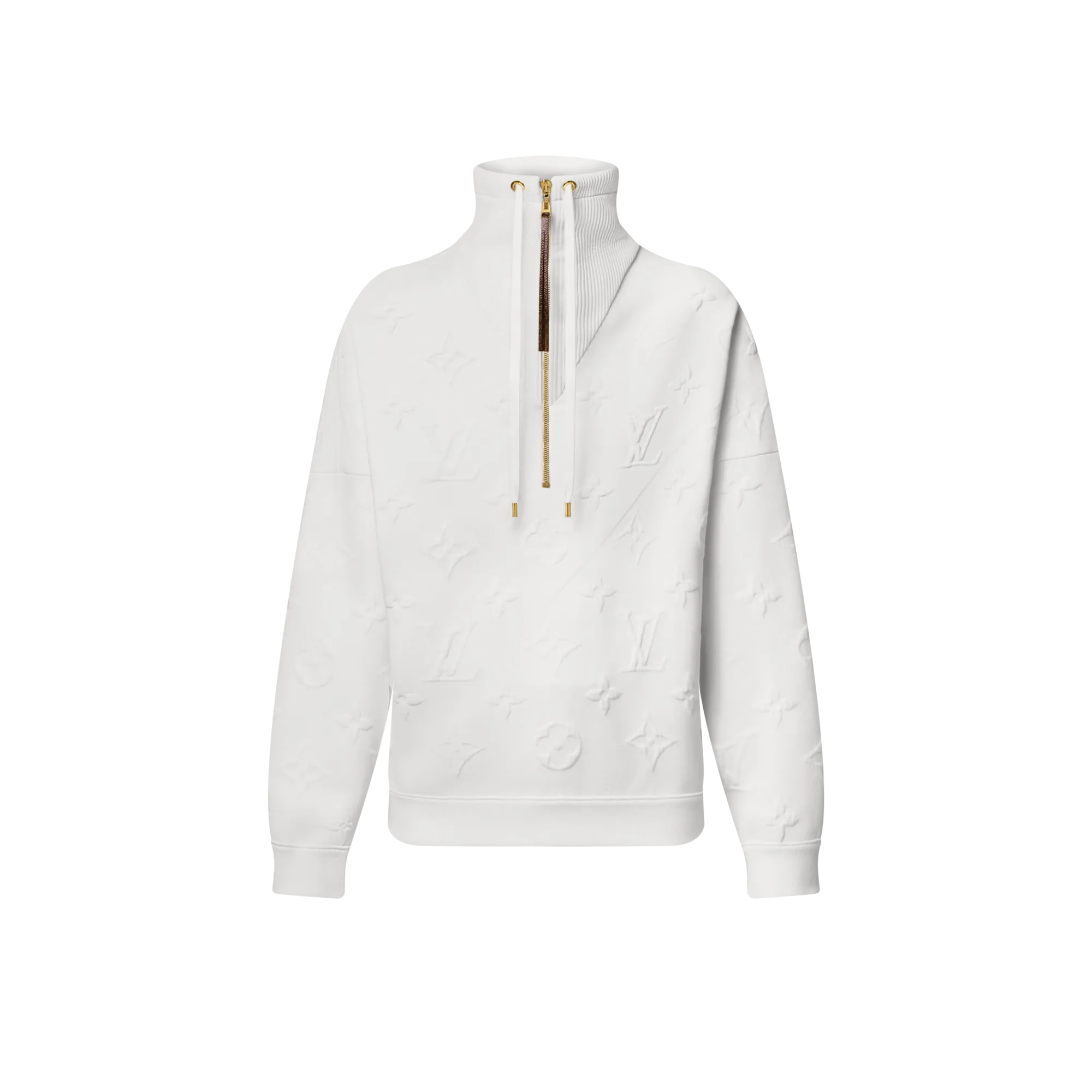 Louis Vuitton 3D Monogram Ribbed Neck Sweater - Women - Ready-to-Wear 1AHZE1 Milky White Louis Vuitton 3D Monogram Ribbed Neck Sweater - Women - Ready-to-Wear 1AHZE1 Milky White